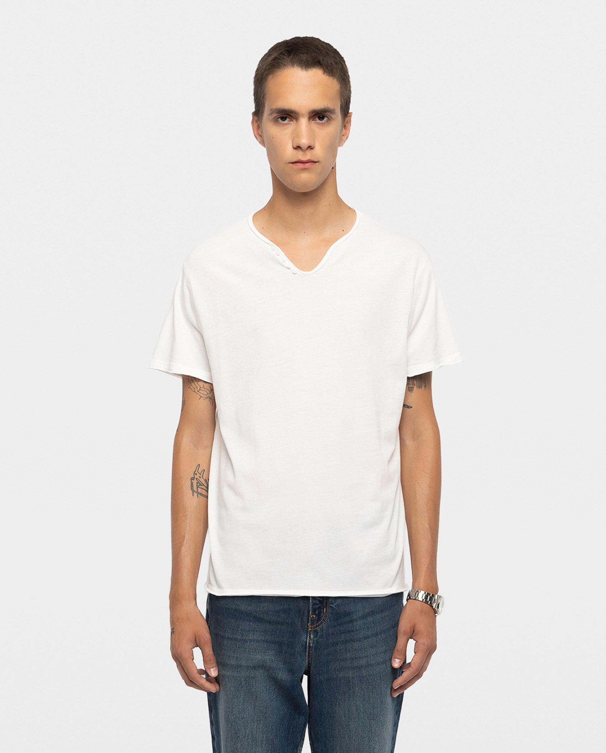 Imagen 0 de Camiseta de manga corta de hombre tunecina de algodón Blanco