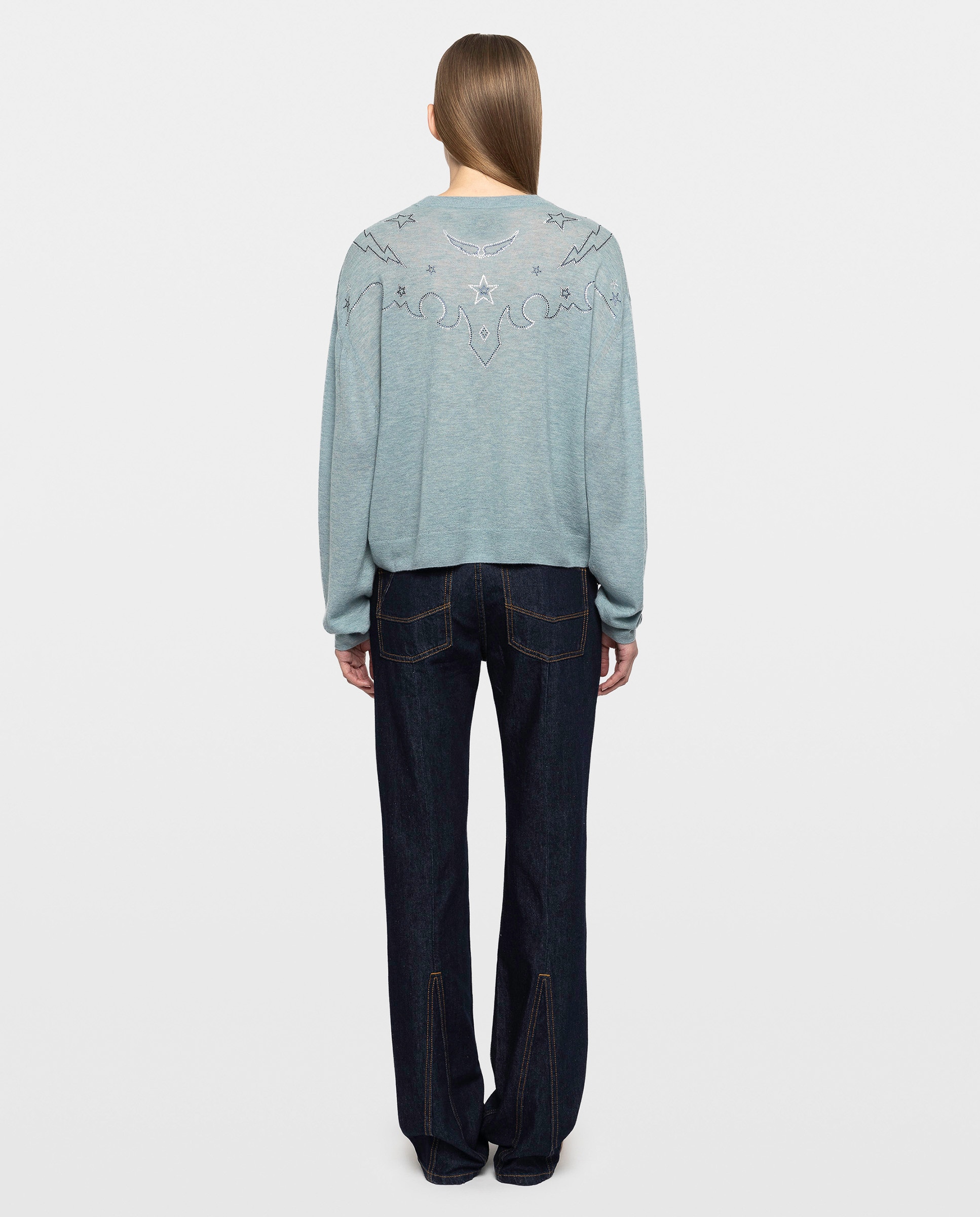 Jersey de mujer 100% cachemira con strass - Zadig & Voltaire - Azul claro Azul claro-2