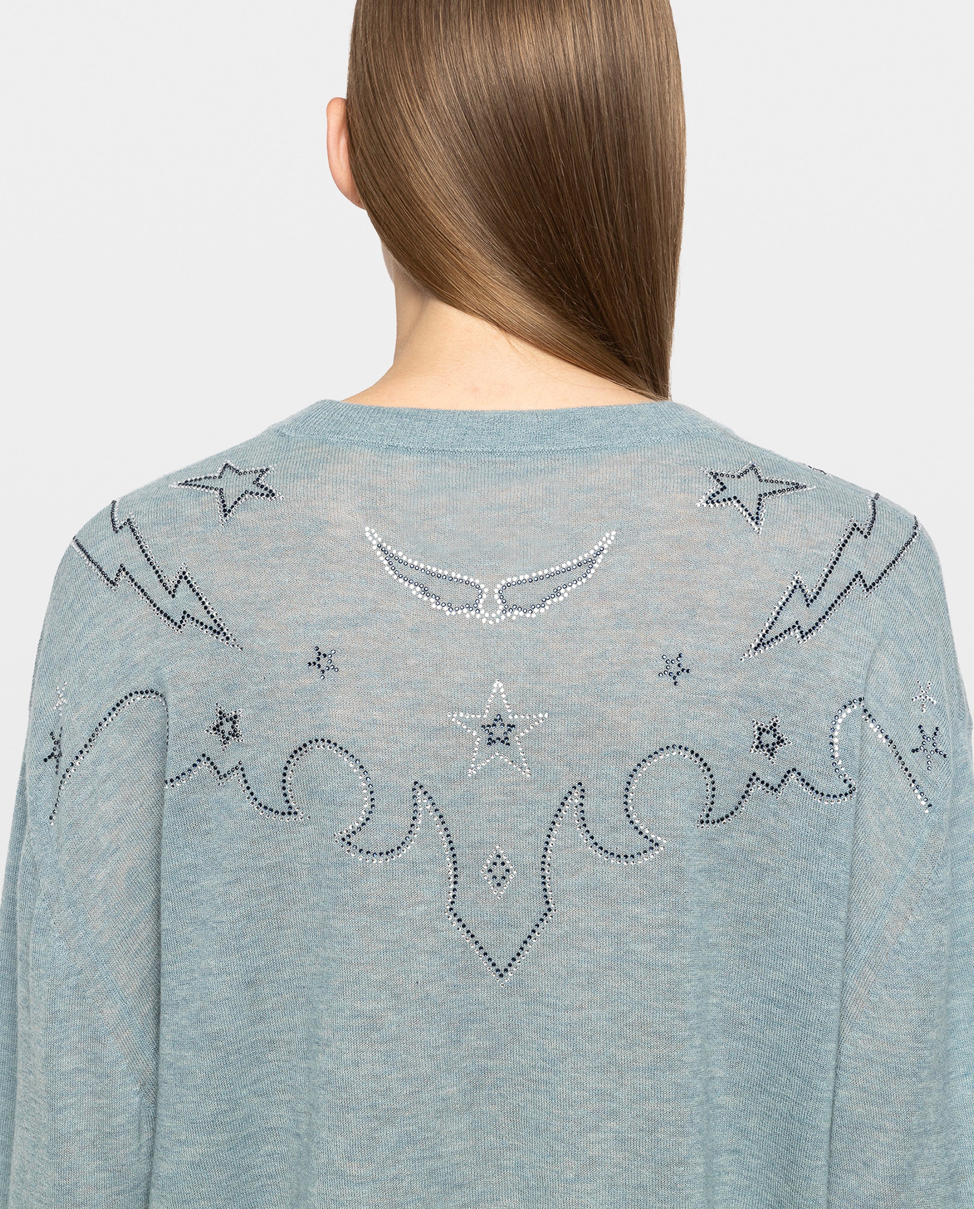 Jersey de mujer 100% cachemira con strass - Zadig & Voltaire - Azul claro Azul claro-5