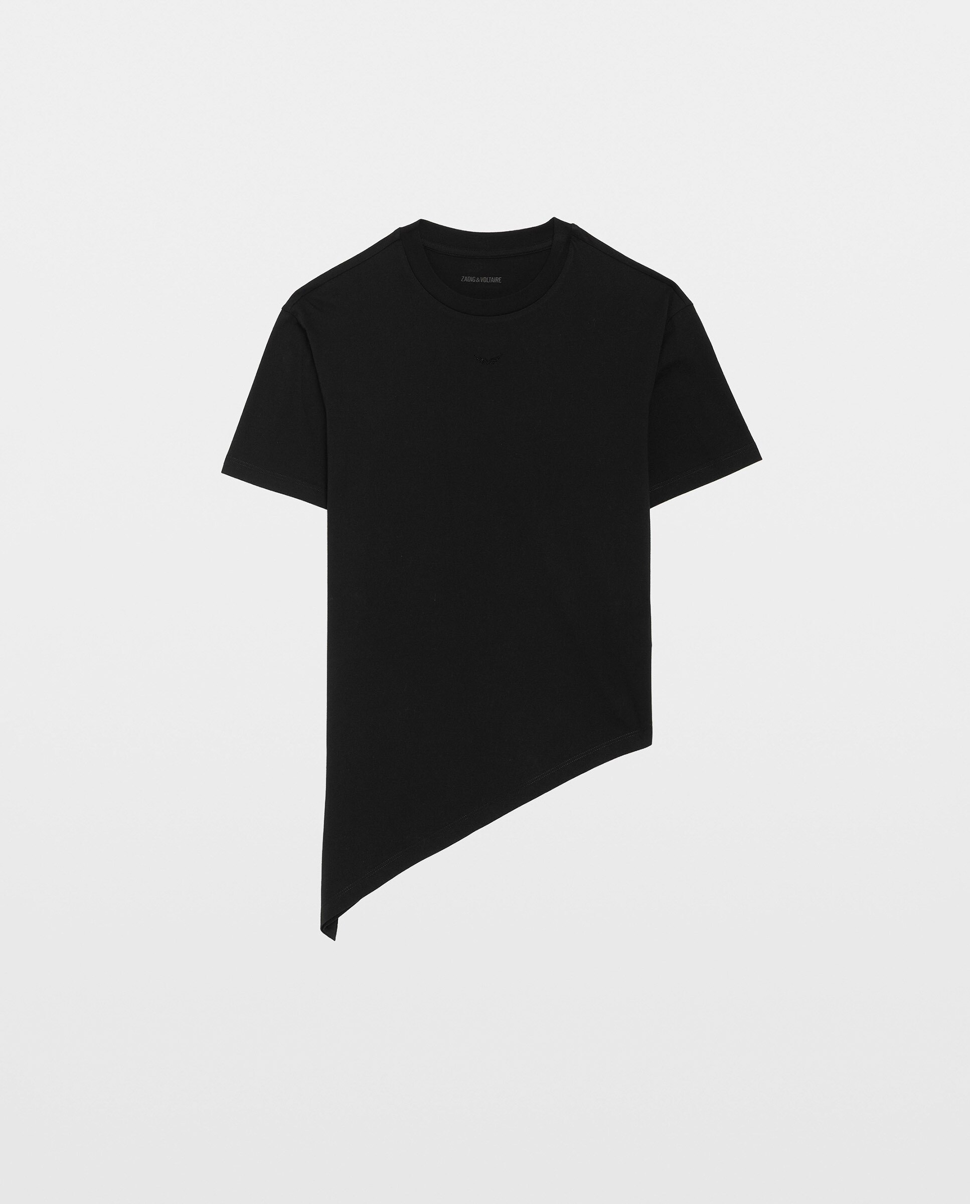 Camiseta de mujer asimétrica de manga corta de algodón con pedrería - Zadig & Voltaire - Negro Negro-5