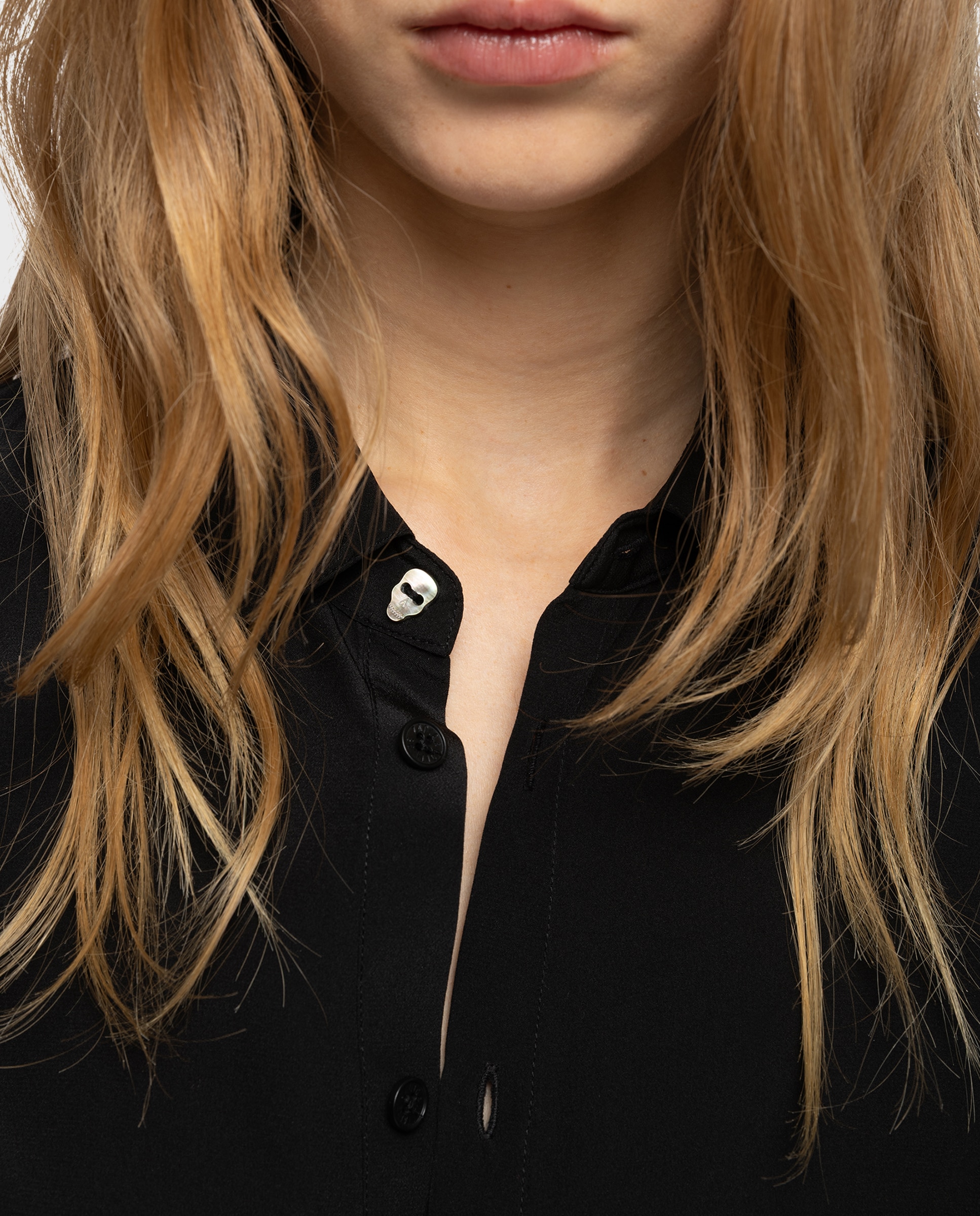 Camisa de mujer 100% seda lisa manga larga - Zadig & Voltaire - Negro Negro-4