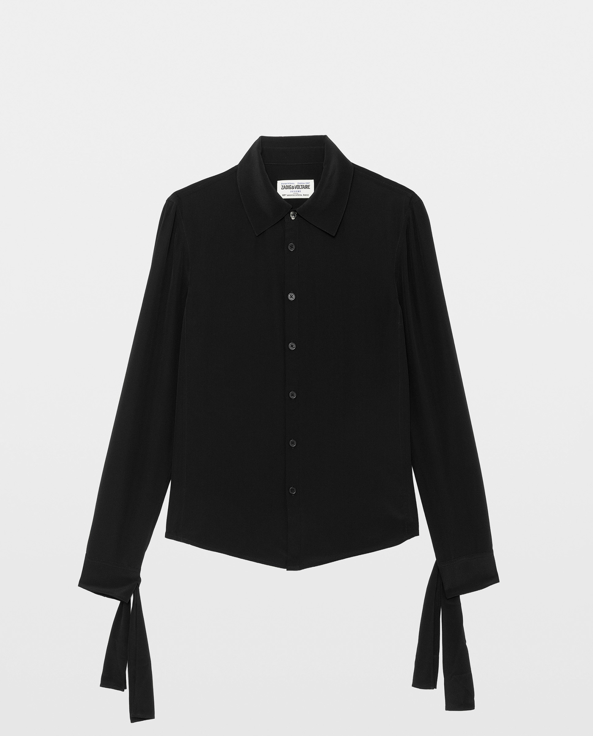 Camisa de mujer 100% seda lisa manga larga - Zadig & Voltaire - Negro Negro-7