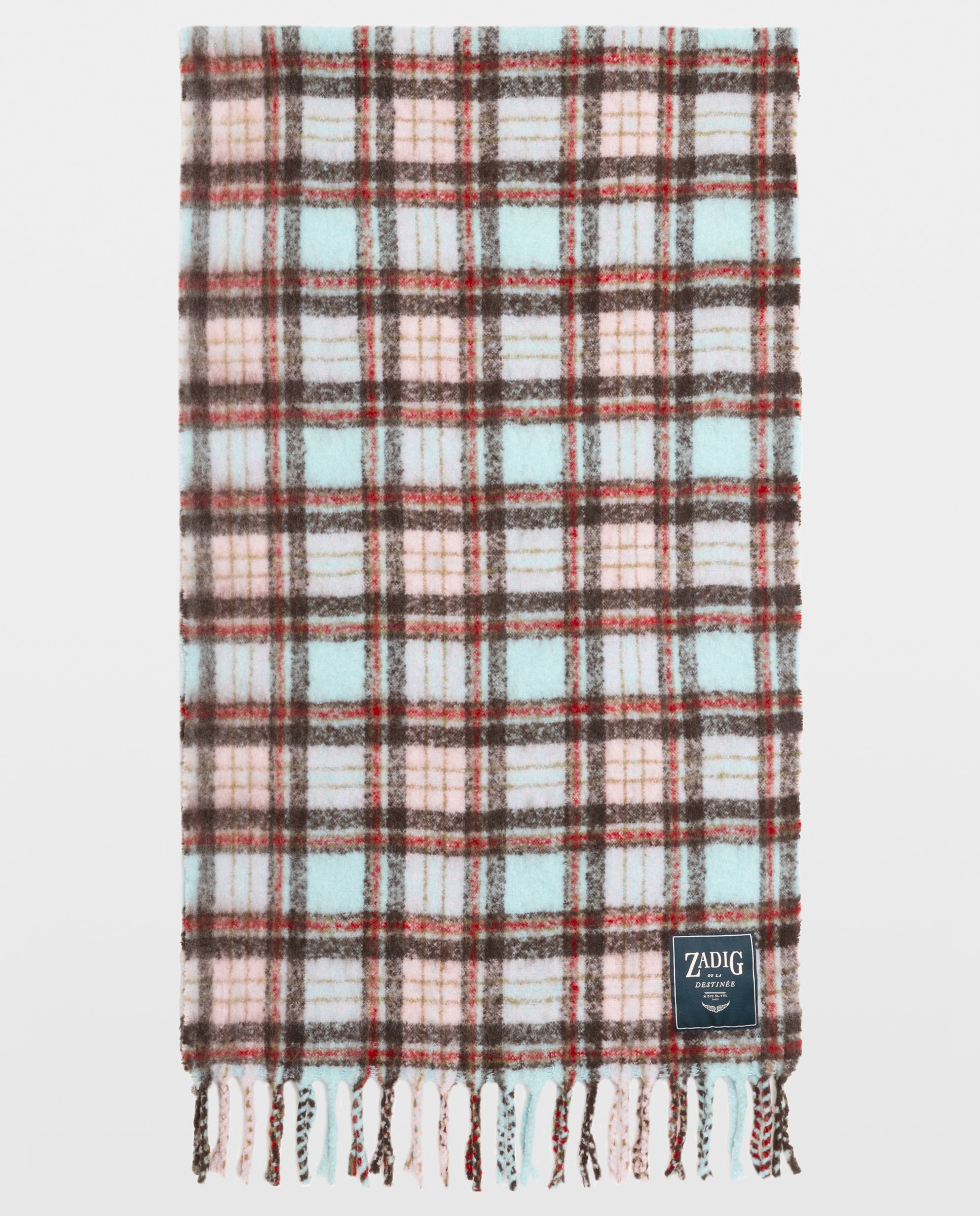 Bufanda de mujer de lana oversized de tartán con flecos - Zadig & Voltaire - Multicolor Multicolor-1