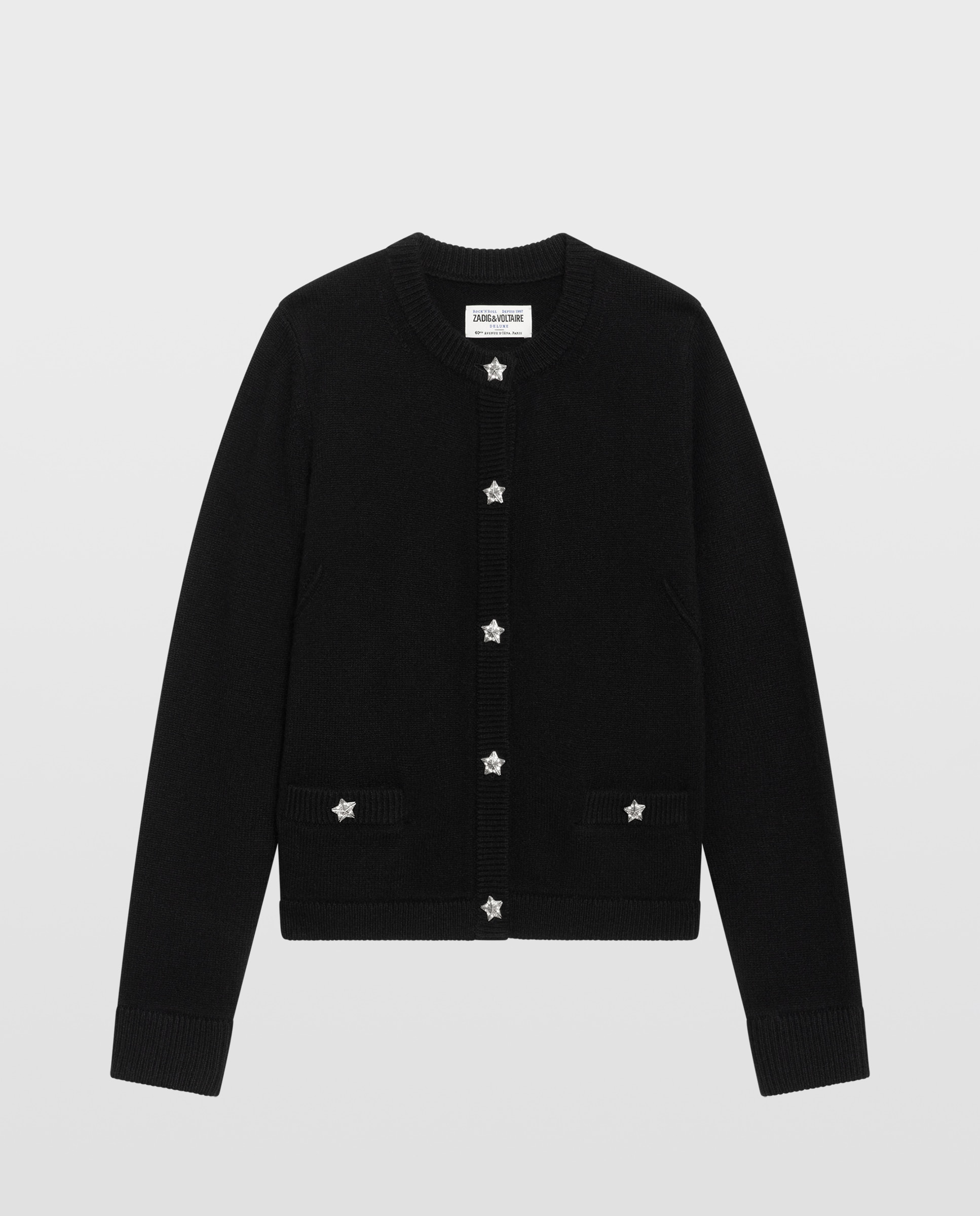 Imagen 4 de Cárdigan de punto de mujer 100% cachemira cuello redondo y mangas largas - Zadig & Voltaire - Negro Negro