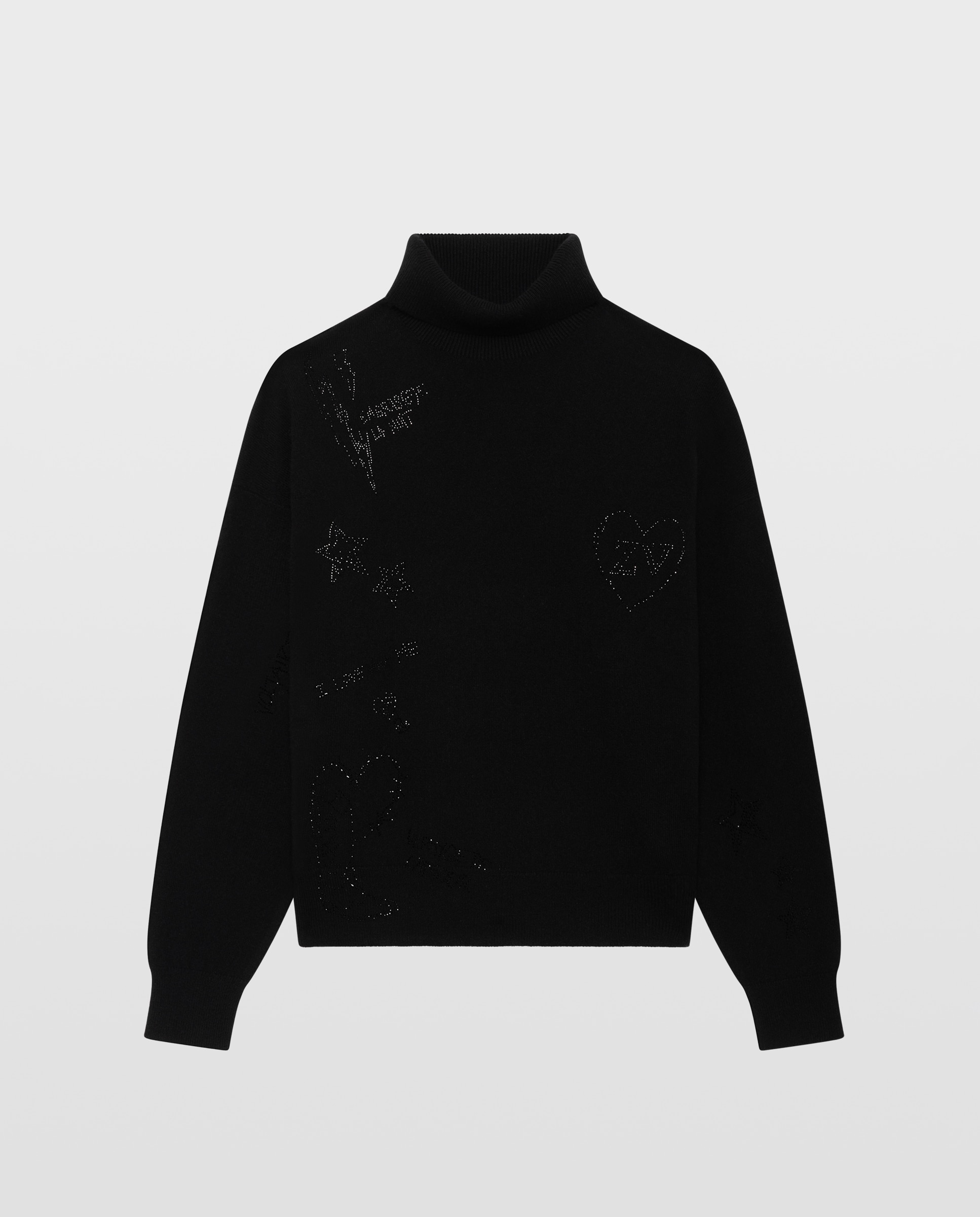 Jersey de mujer 100% cachemira con cuello alto, mangas largas y strass - Zadig & Voltaire - Negro Negro-5