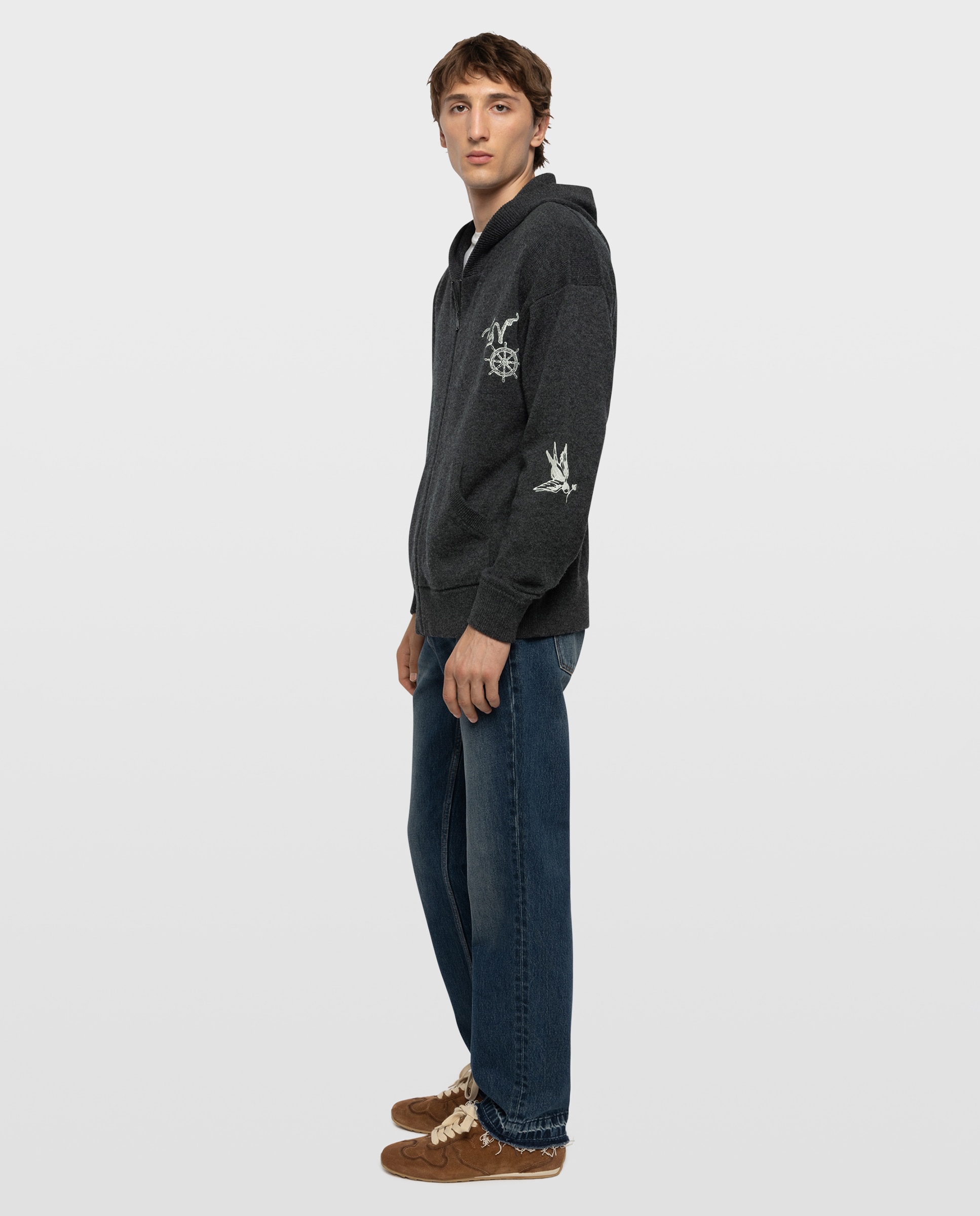 Cárdigan de hombre con capucha y cremallera - Zadig & Voltaire - Gris oscuro Gris oscuro-3