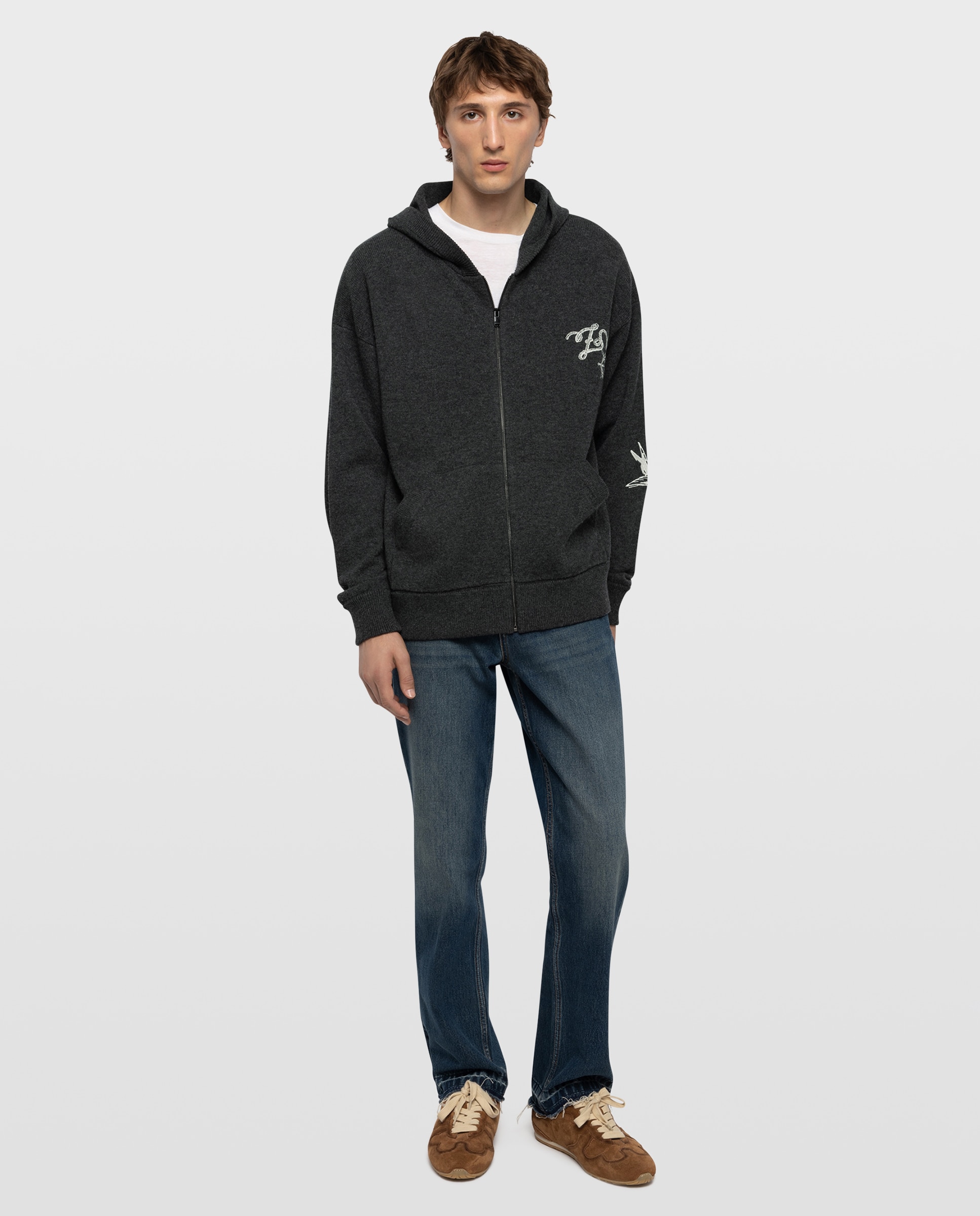 Cárdigan de hombre con capucha y cremallera - Zadig & Voltaire - Gris oscuro Gris oscuro-4