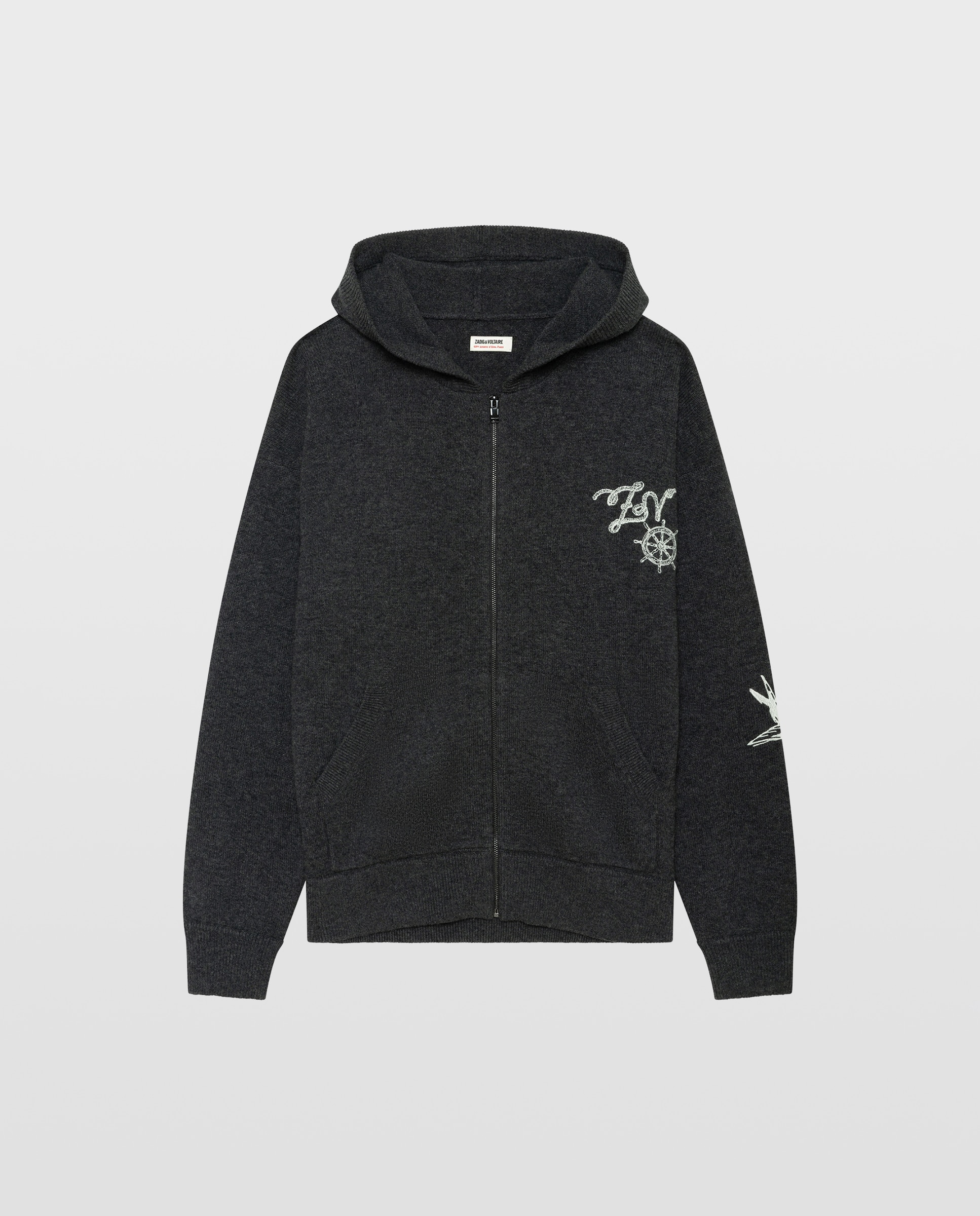 Cárdigan de hombre con capucha y cremallera - Zadig & Voltaire - Gris oscuro Gris oscuro-5