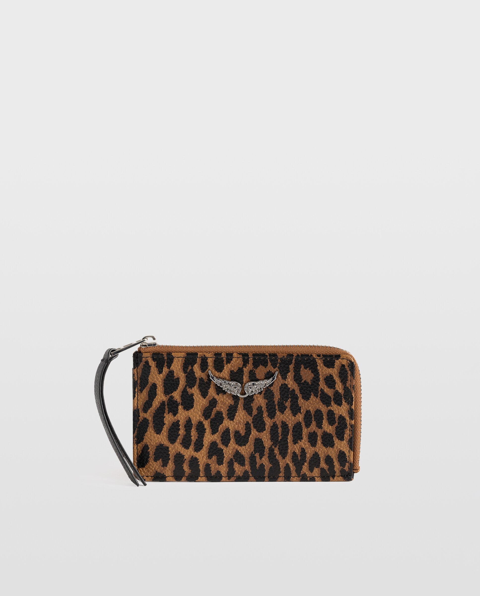 Tarjetero de mujer de piel con estampado de leopardo - Zadig & Voltaire - Marrón Marrón-1