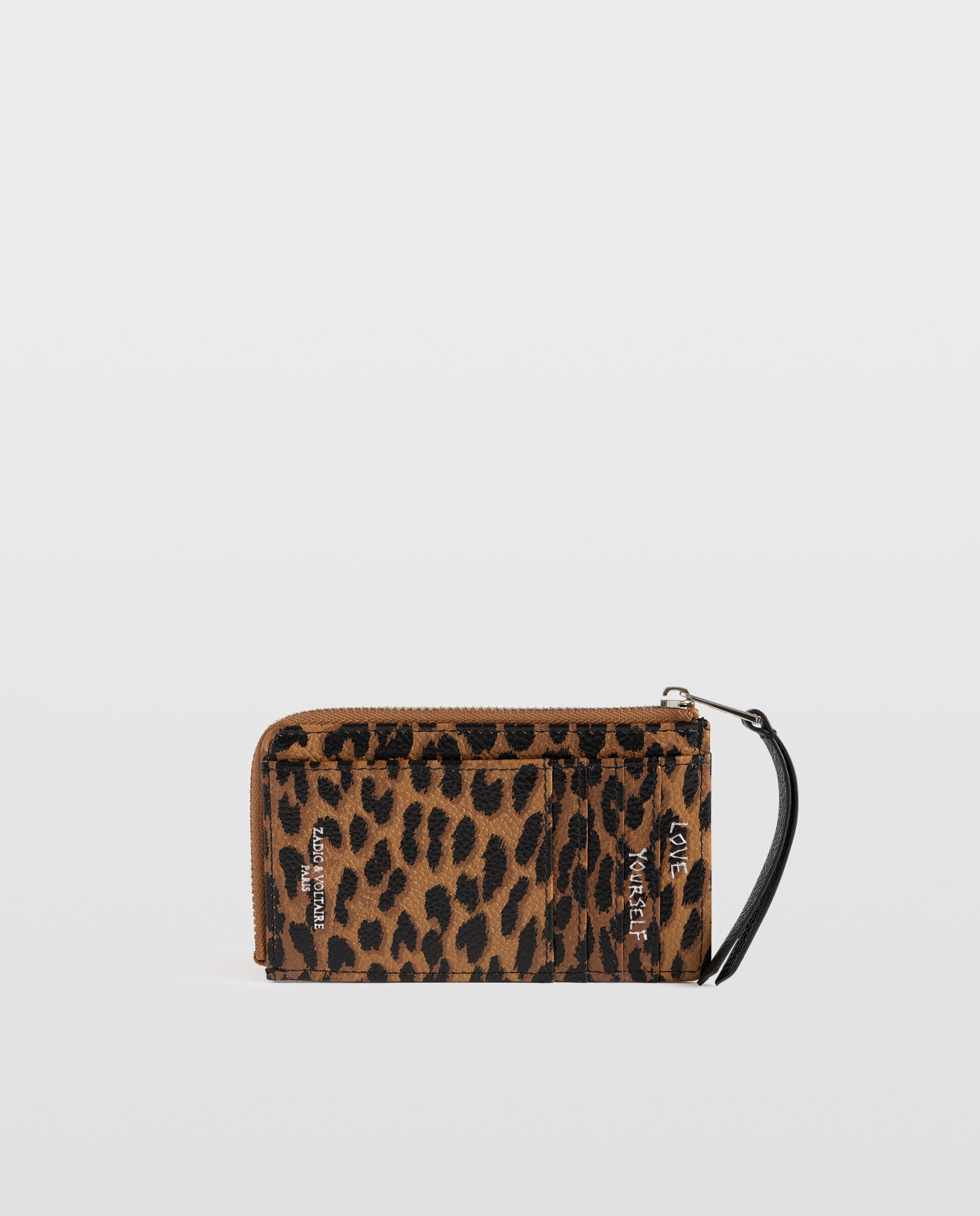Tarjetero de mujer de piel con estampado de leopardo - Zadig & Voltaire - Marrón Marrón-3