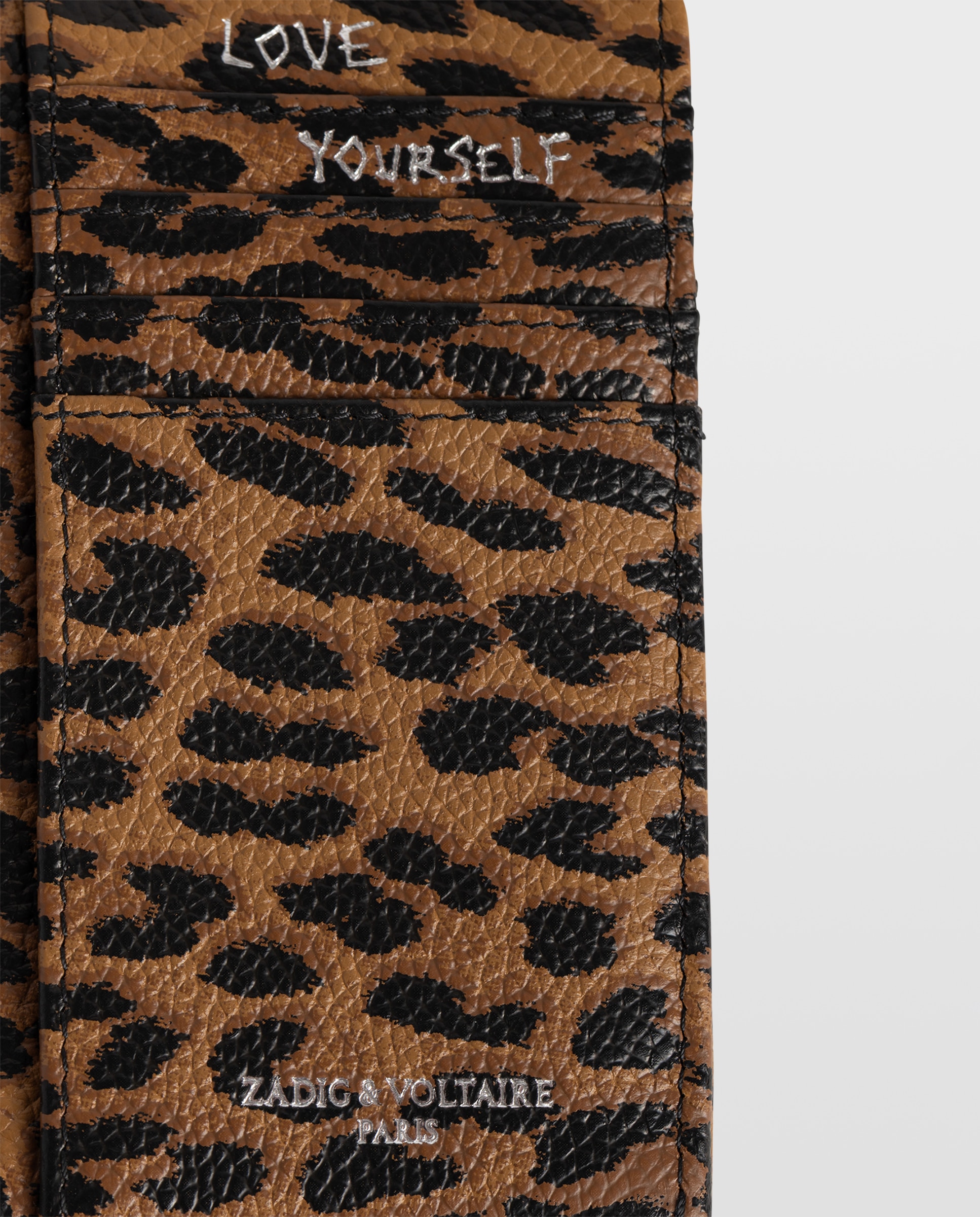 Tarjetero de mujer de piel con estampado de leopardo - Zadig & Voltaire - Marrón Marrón-4