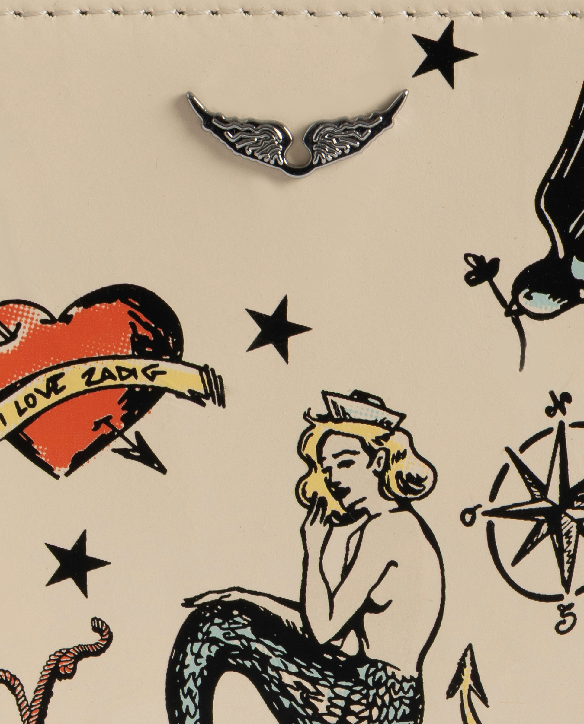 Imagen 5 de Monedero mini de mujer de cuero charolado con firma de alas - Zadig & Voltaire - Blanco Blanco
