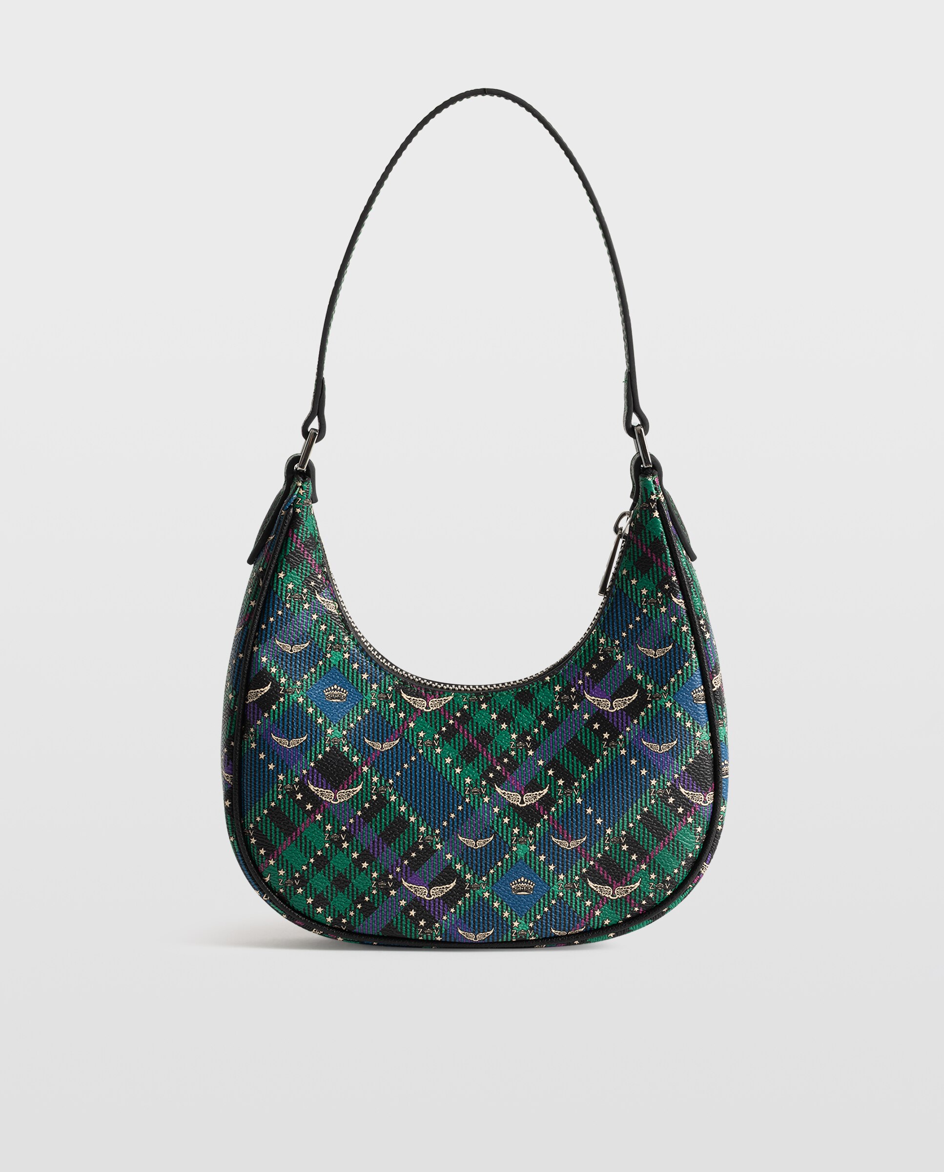 Bolso de hombro pequeño para noche en lona con estampado punk check multiposición - Zadig & Voltaire - Verde oscuro Verde oscuro-3