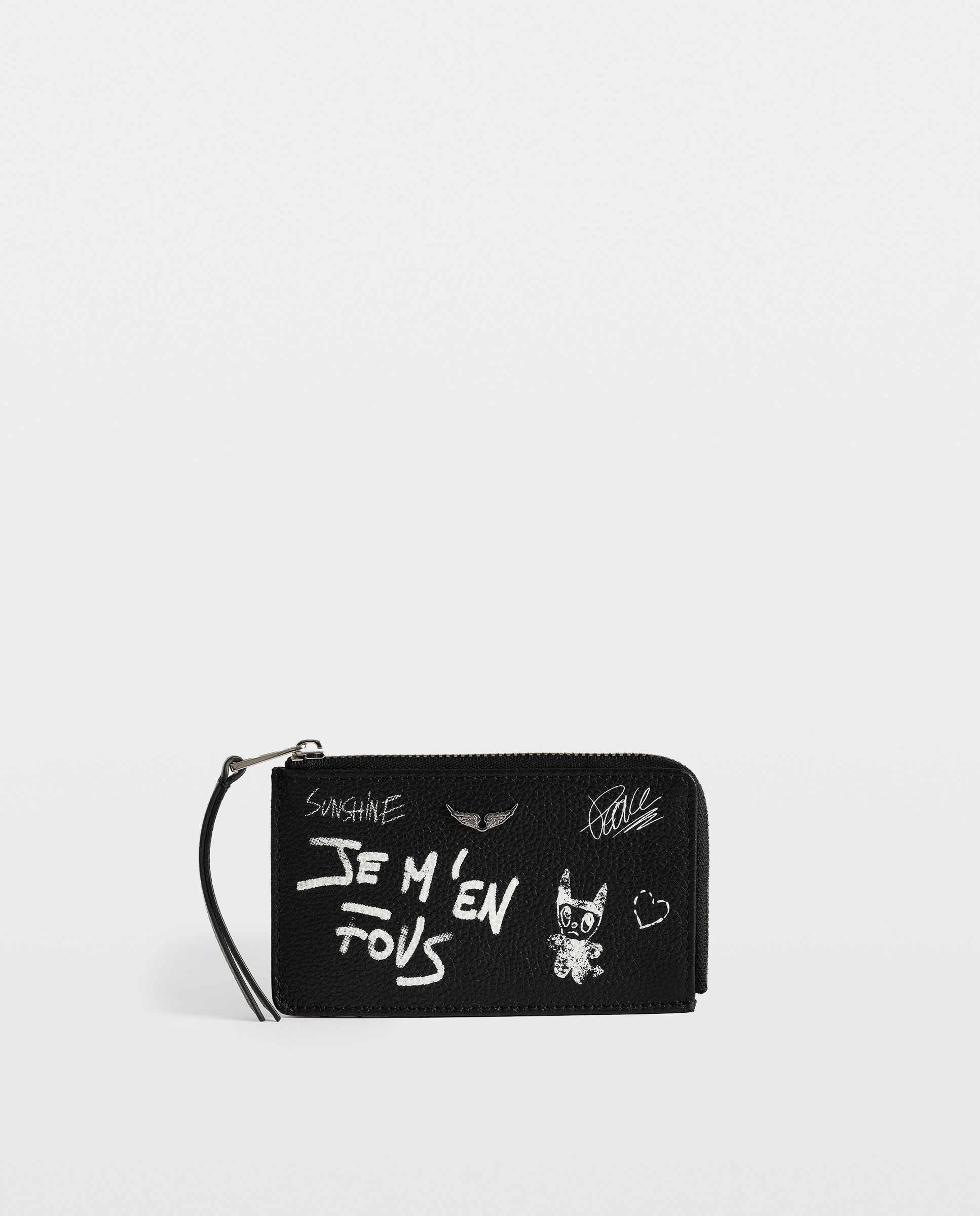 Tarjetero de mujer de piel granulada con tags - Zadig & Voltaire - Negro Negro-1