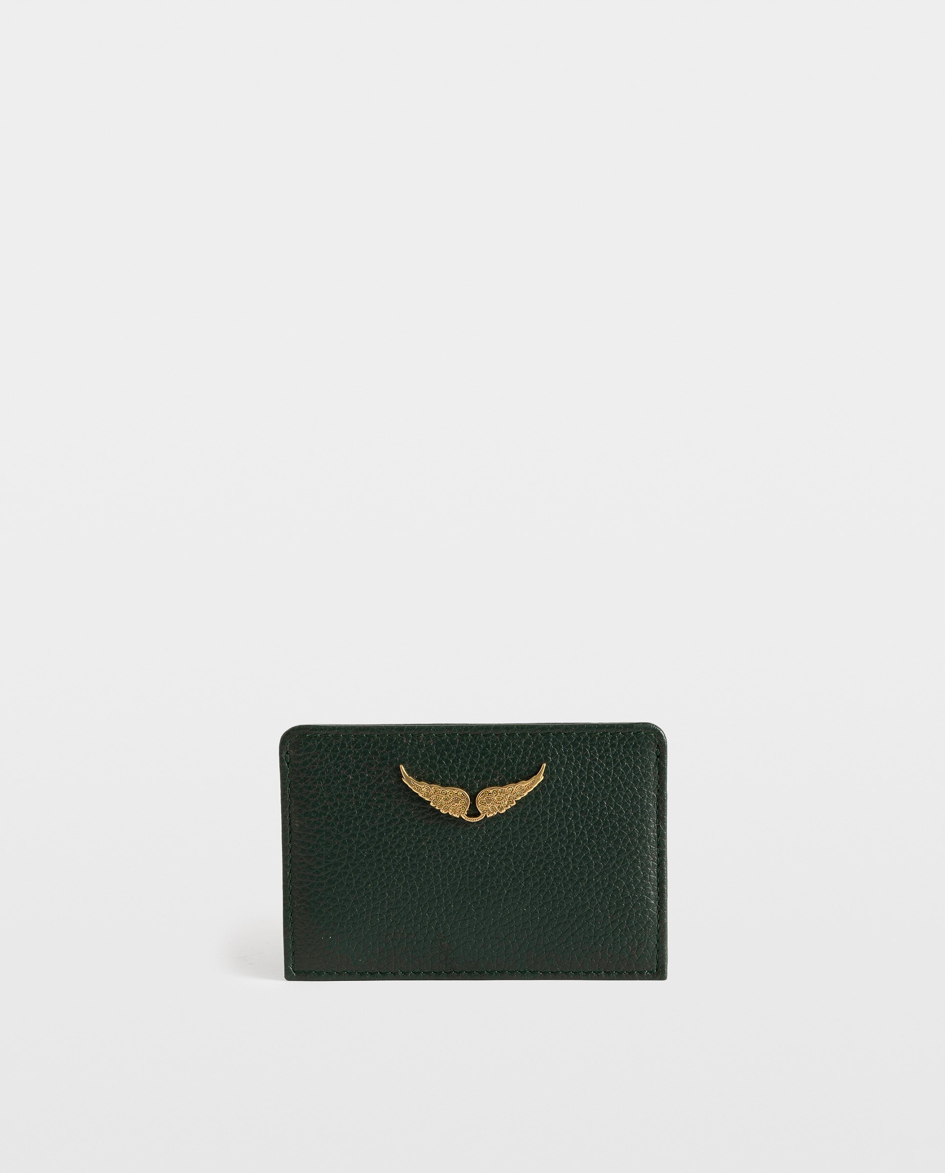 Tarjetero de mujer de piel granulada con colgante de strass - Zadig & Voltaire - Verde oscuro Verde oscuro-1