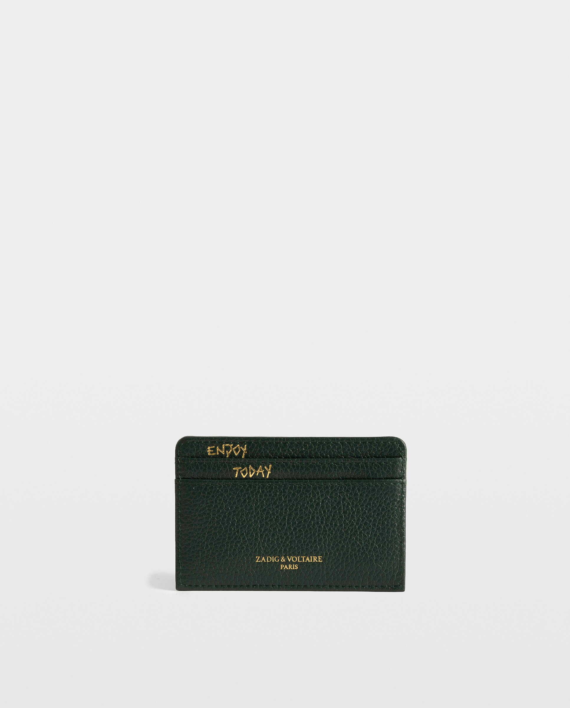 Tarjetero de mujer de piel granulada con colgante de strass - Zadig & Voltaire - Verde oscuro Verde oscuro-3