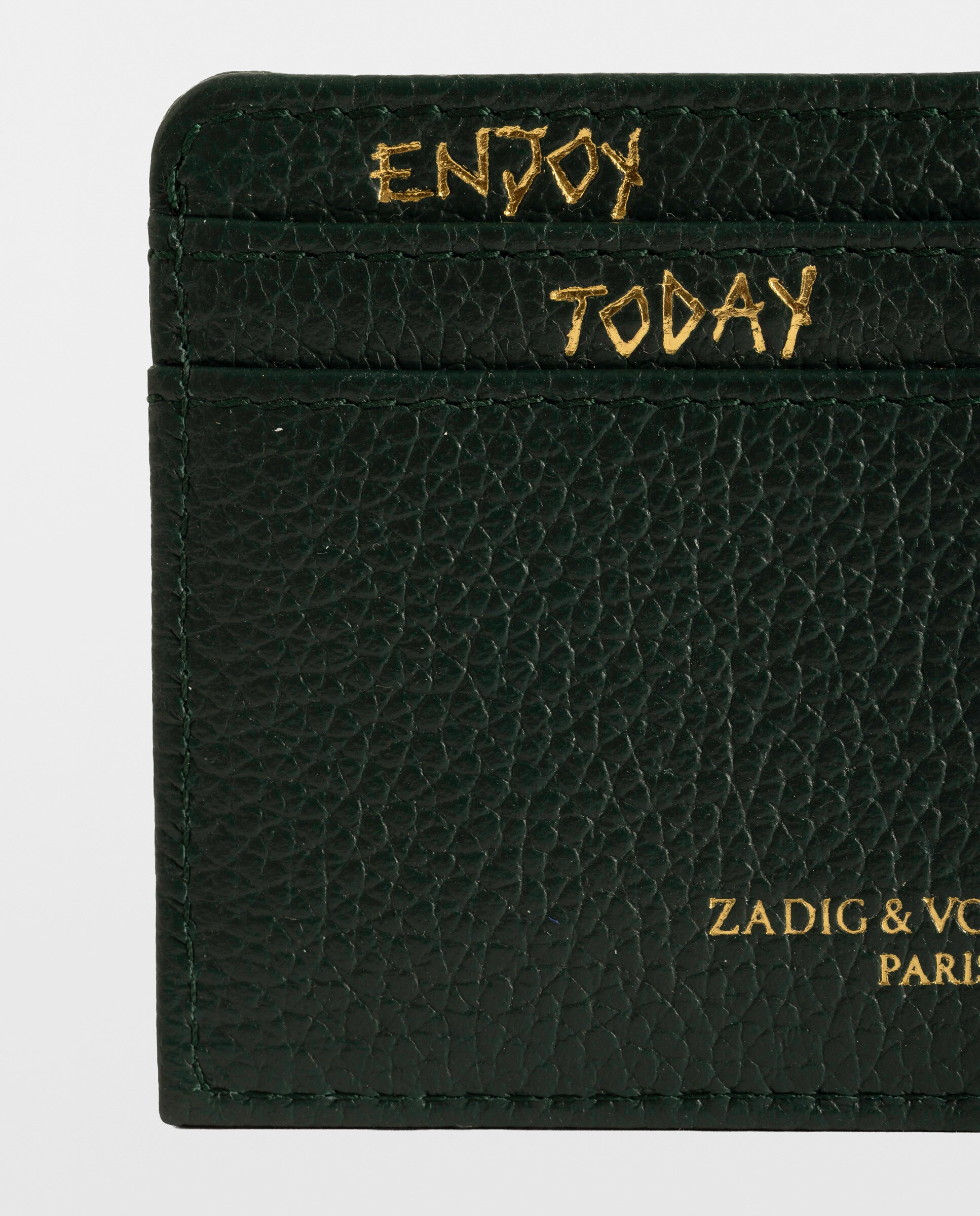 Tarjetero de mujer de piel granulada con colgante de strass - Zadig & Voltaire - Verde oscuro Verde oscuro-4