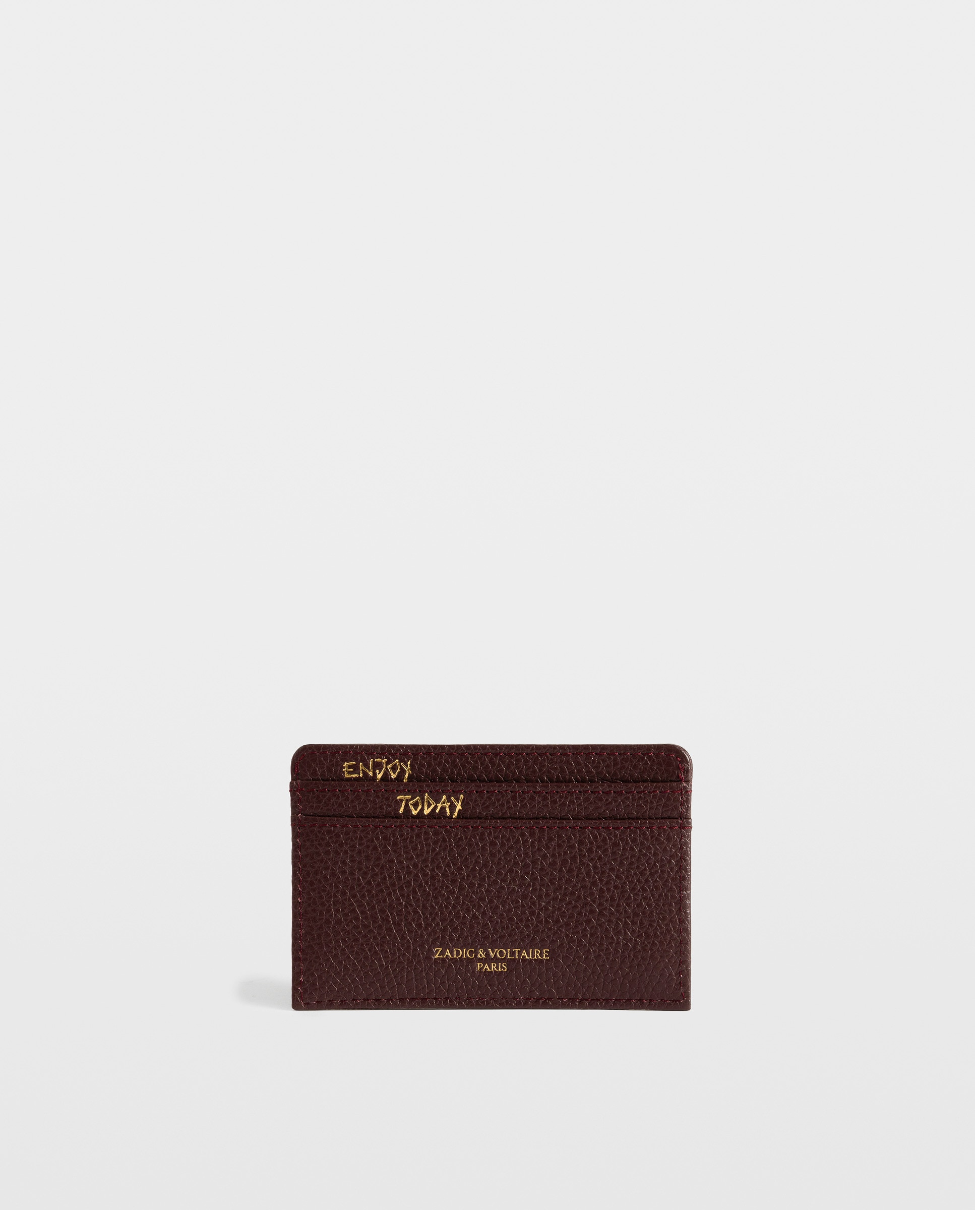 Tarjetero de mujer de piel granulada con colgante de strass - Zadig & Voltaire - Morado Morado-3