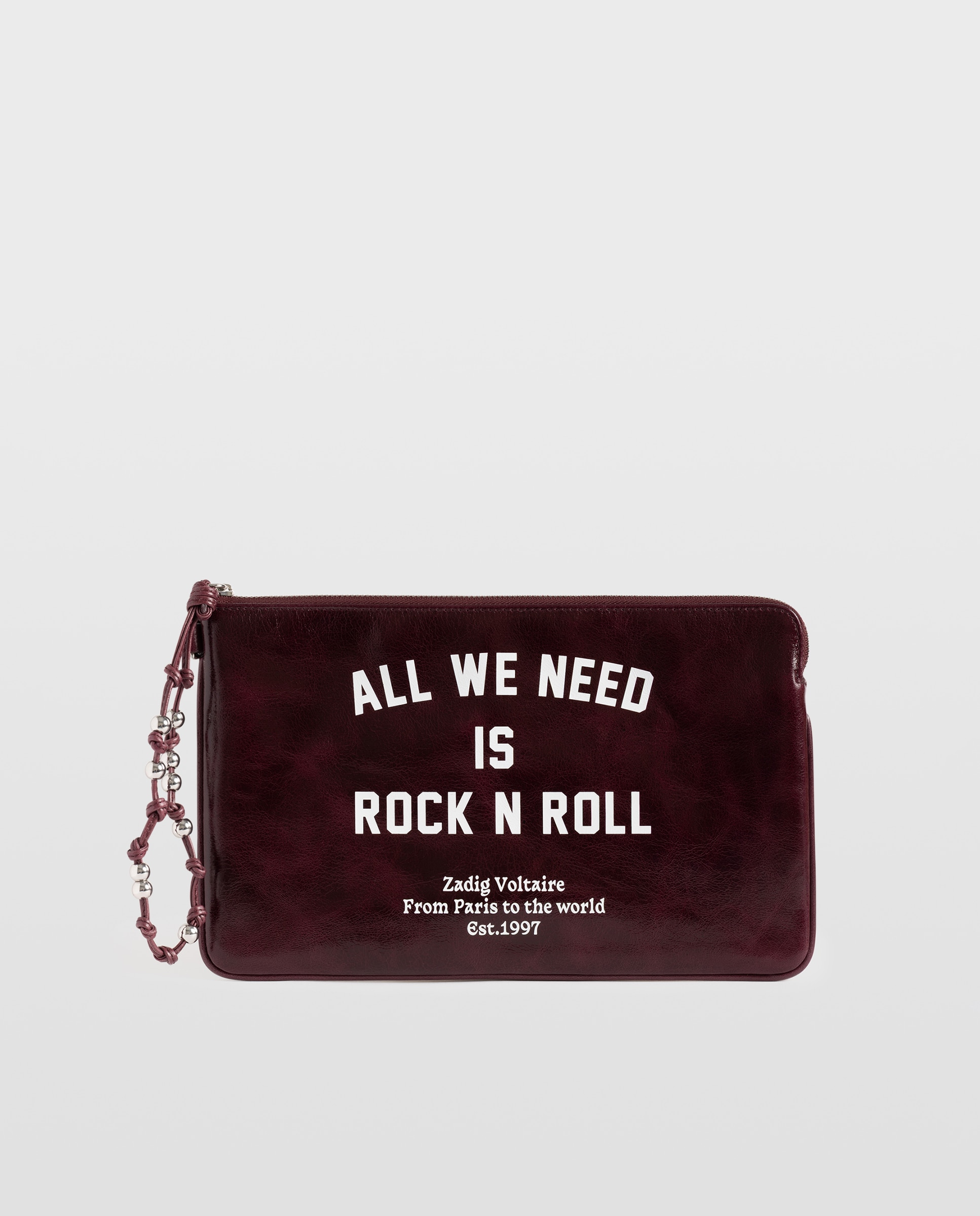 Bolso de mano de mujer de piel con efecto vintage adornado con tag - Zadig & Voltaire - Morado Morado-1