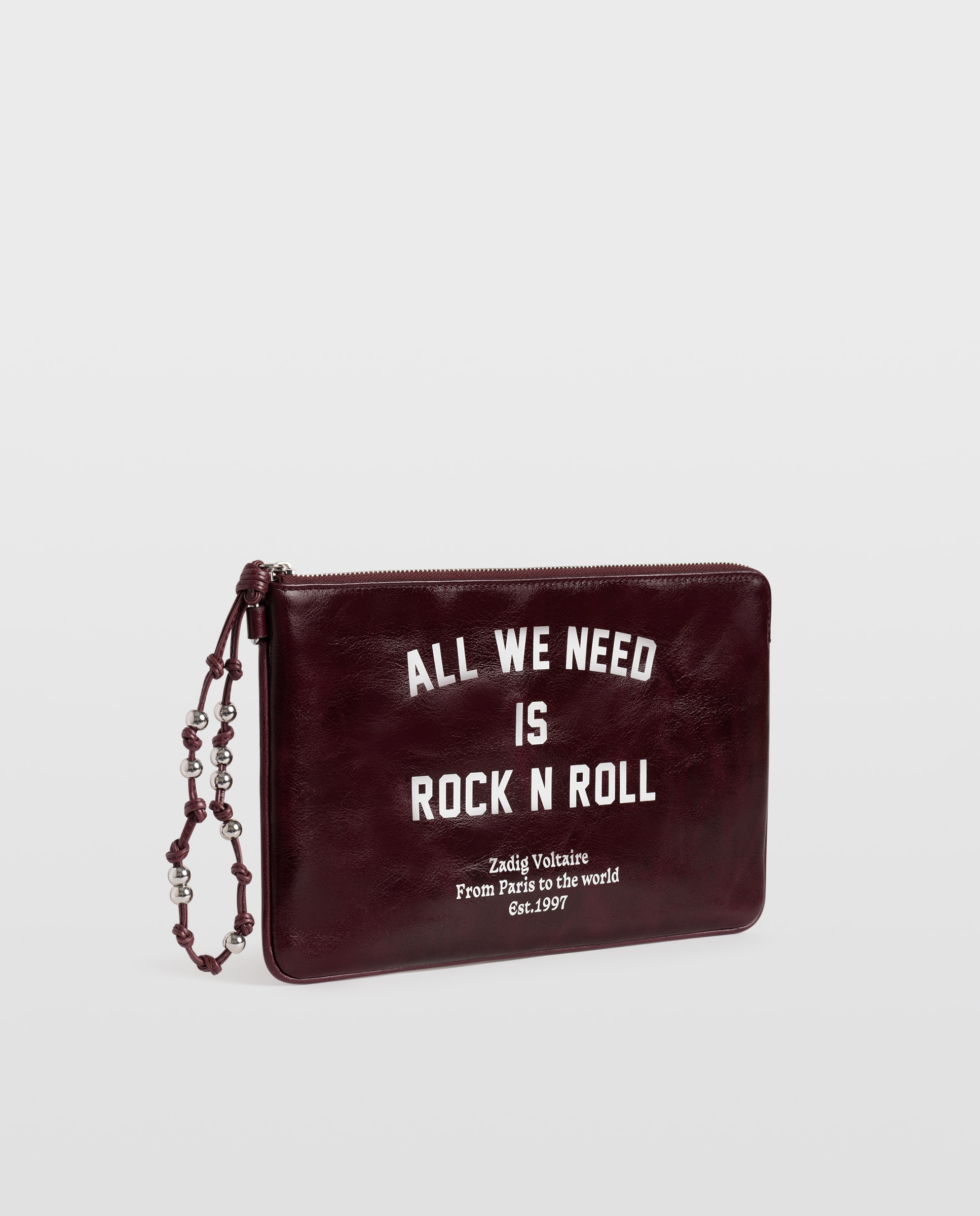 Bolso de mano de mujer de piel con efecto vintage adornado con tag - Zadig & Voltaire - Morado Morado-2