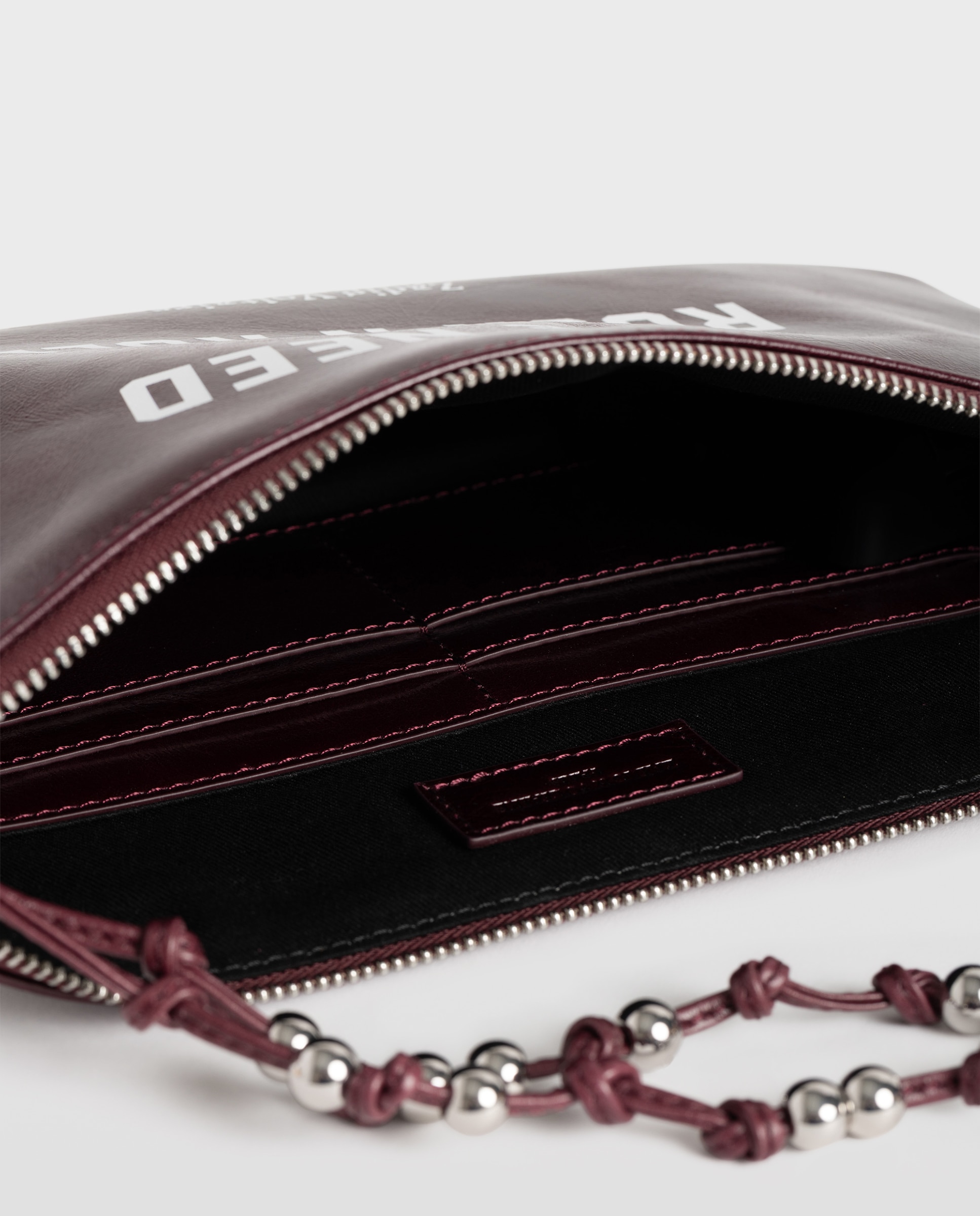 Bolso de mano de mujer de piel con efecto vintage adornado con tag - Zadig & Voltaire - Morado Morado-4