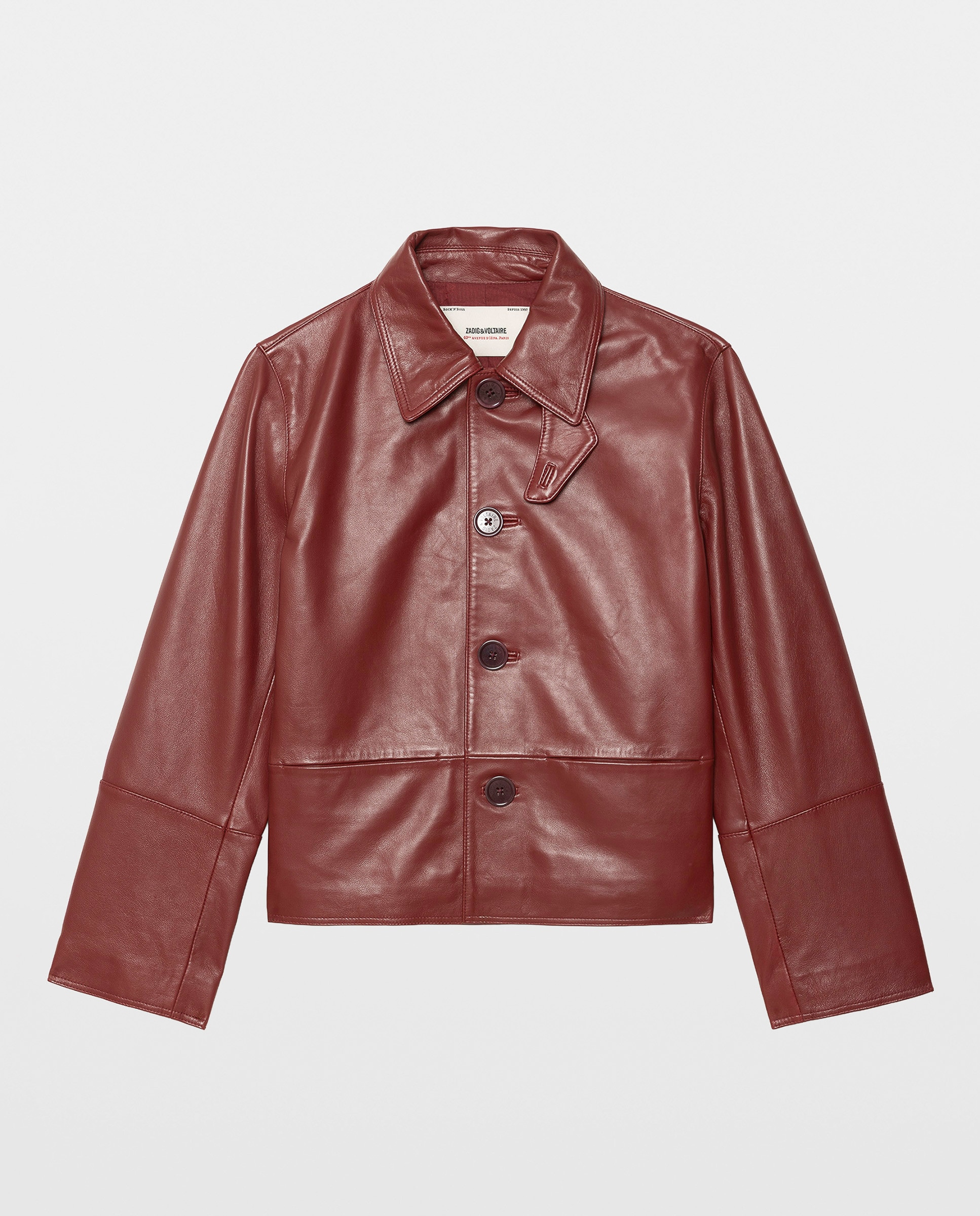 Cazadora de mujer crop con estampado de leopardo de piel efecto potro - Zadig & Voltaire - Rojo Rojo-5