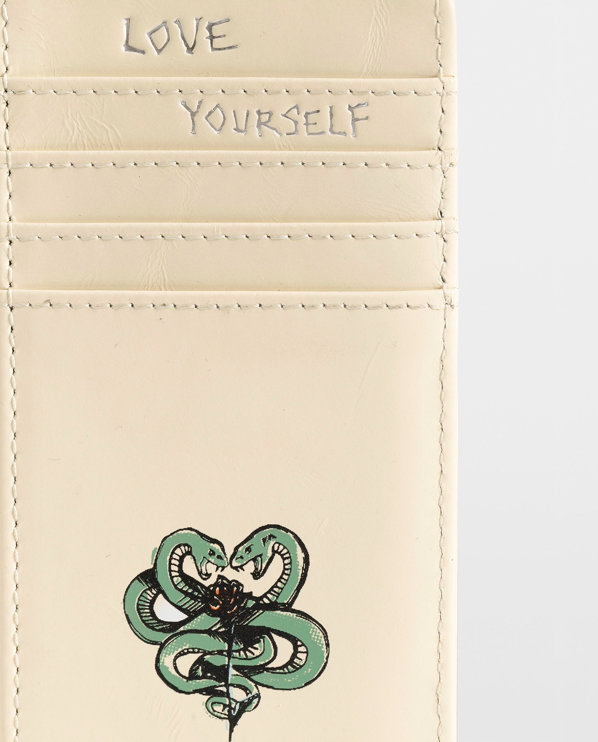 Tarjetero femenino de cuero charolado con tags y firma de alas - Zadig & Voltaire - Blanco Blanco-4