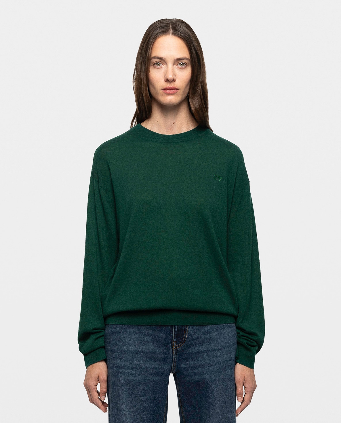 Jersey de mujer 100% cachemira de cuello redondo oversize - Zadig & Voltaire - Verde Verde-1