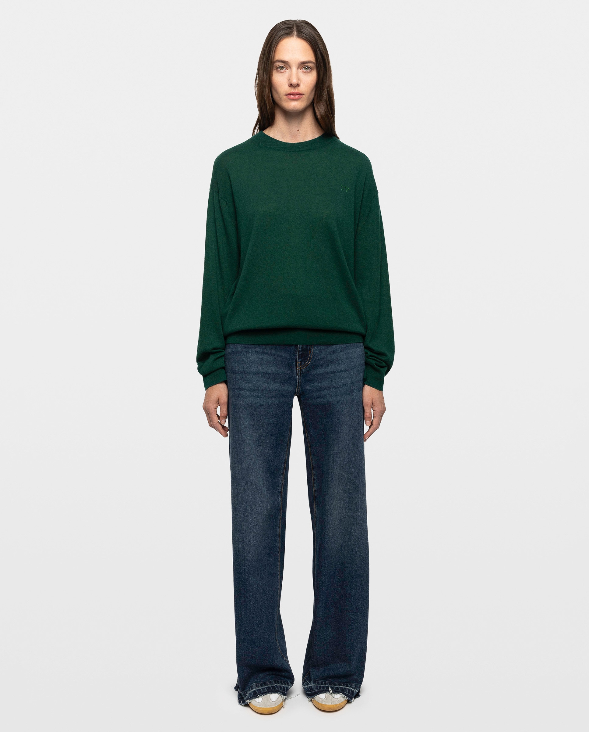 Jersey de mujer 100% cachemira de cuello redondo oversize - Zadig & Voltaire - Verde Verde-3