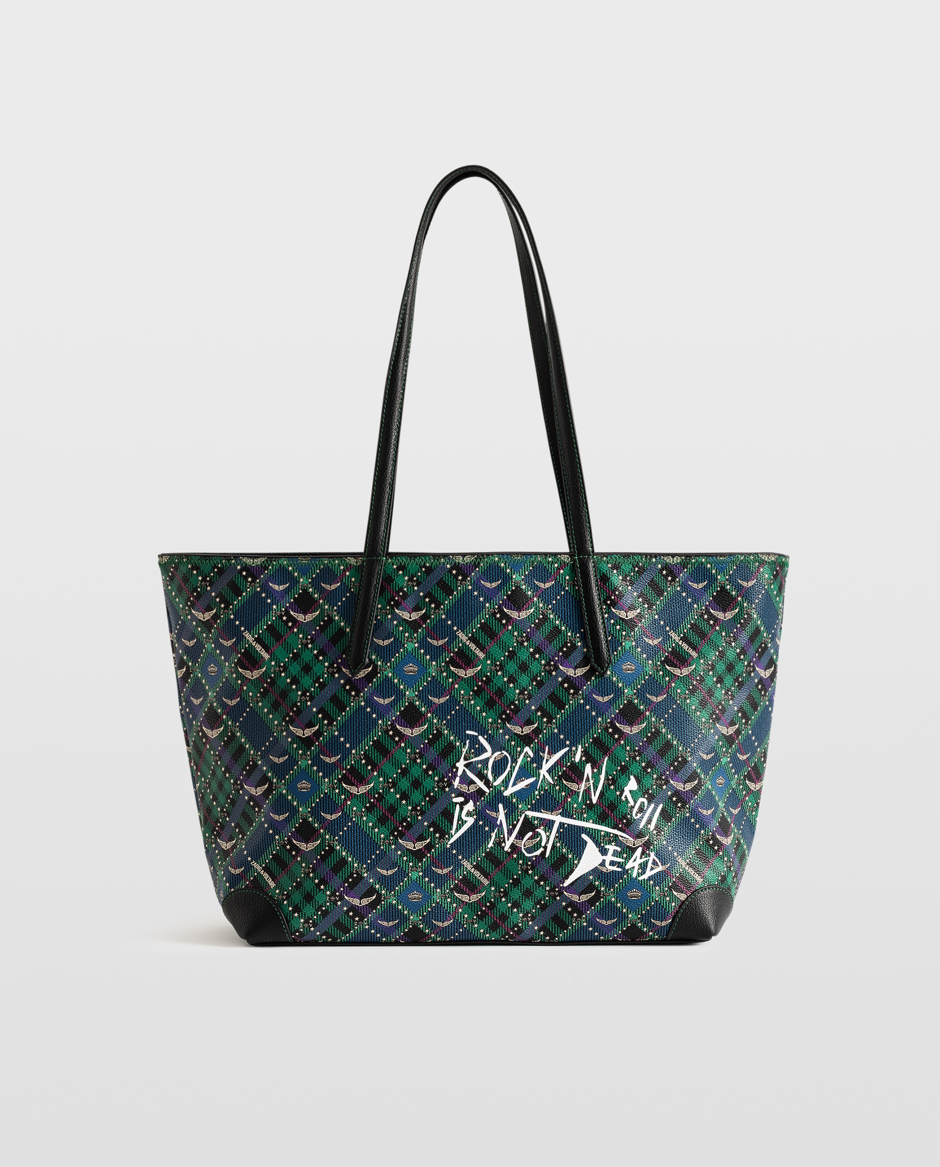 Bolso shopper con estampado punk check de lona revestida - Zadig & Voltaire - Verde oscuro Verde oscuro-1