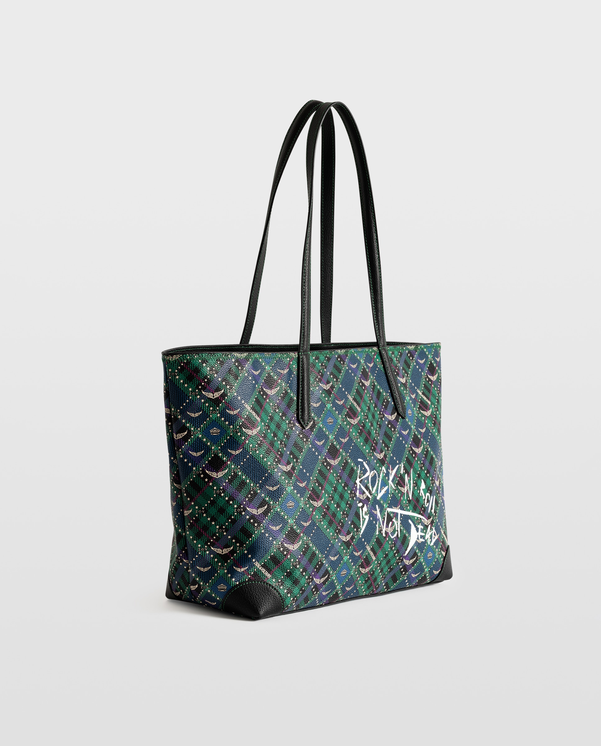 Bolso shopper con estampado punk check de lona revestida - Zadig & Voltaire - Verde oscuro Verde oscuro-2