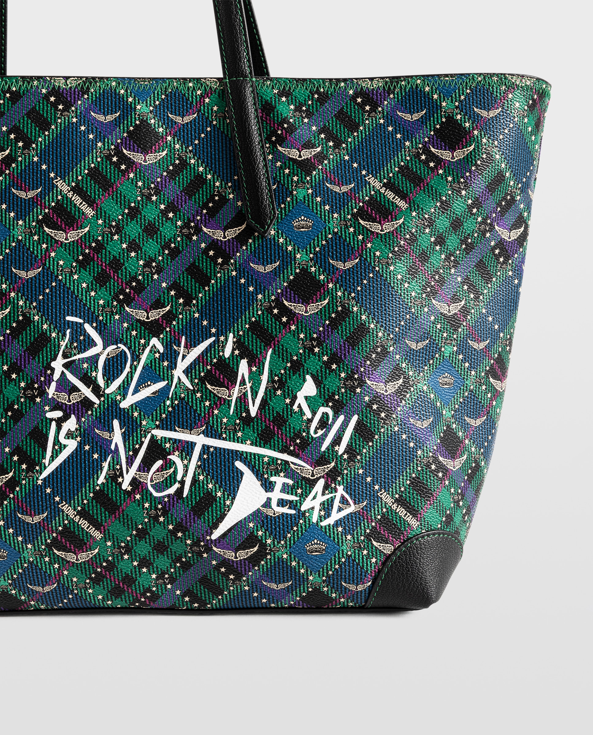 Bolso shopper con estampado punk check de lona revestida - Zadig & Voltaire - Verde oscuro Verde oscuro-5