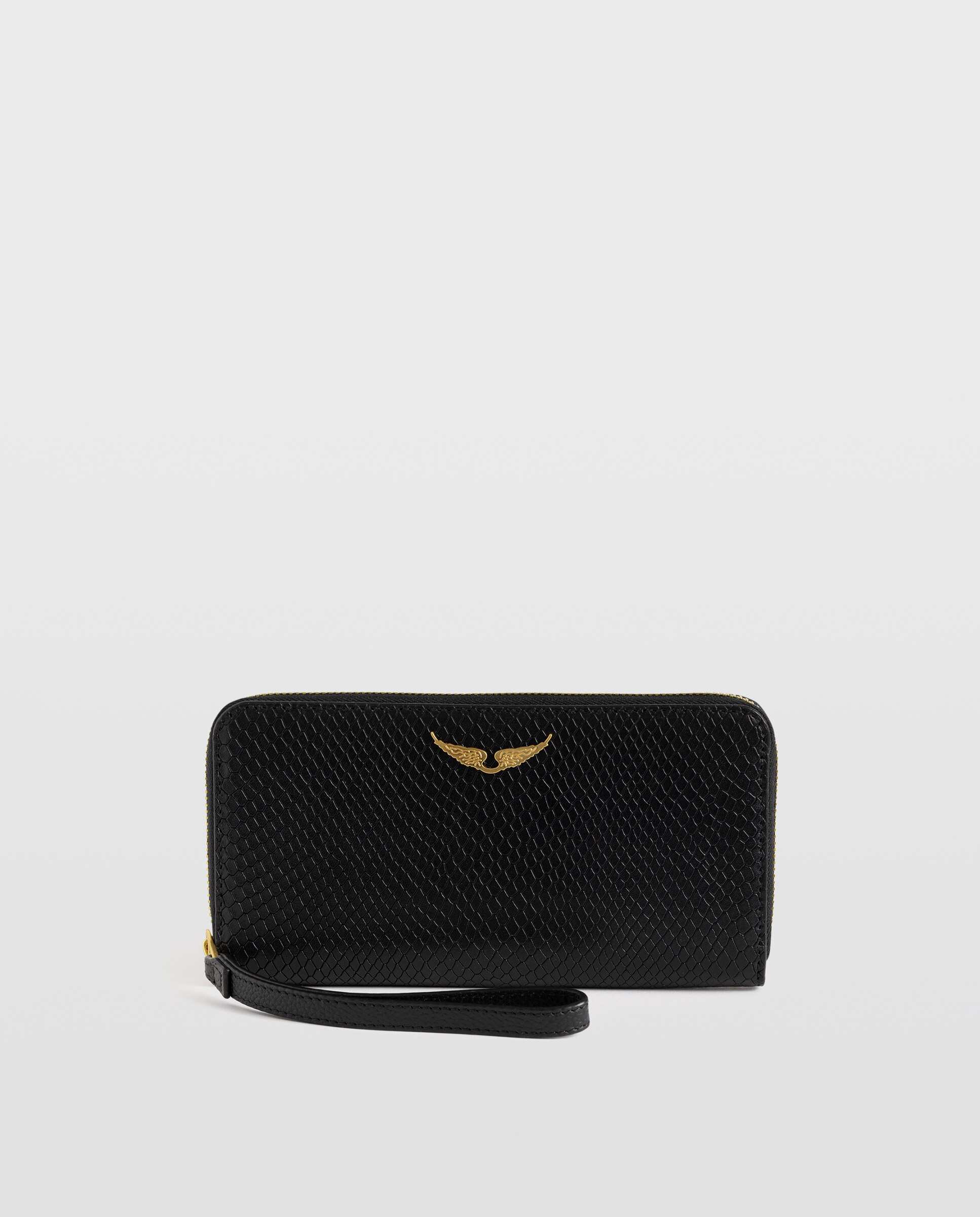 Imagen 0 de Cartera pequeña de mujer de piel efecto pitón Negro