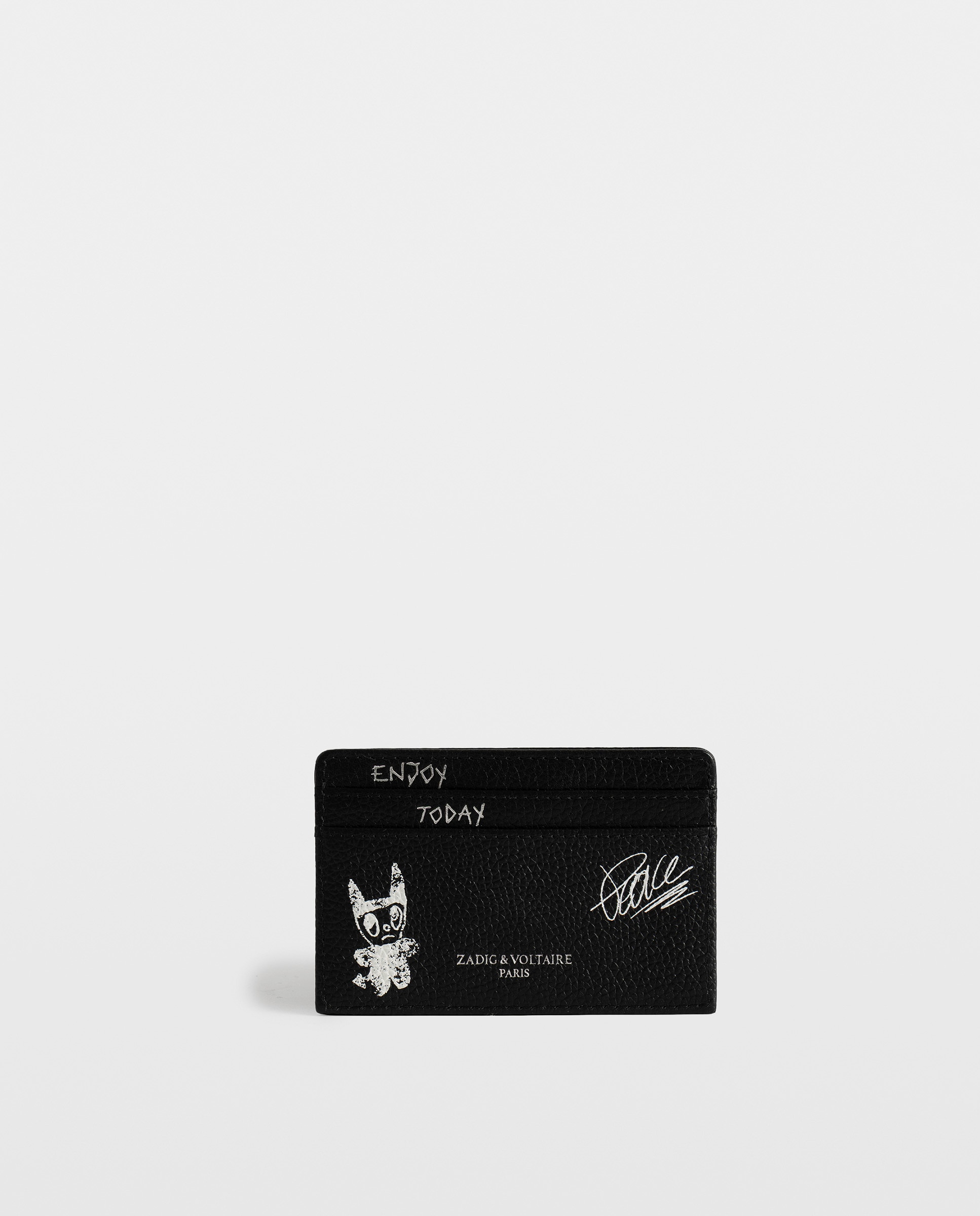 Tarjetero pequeña para mujer en piel granulada con tags y alas emblemáticas - Zadig & Voltaire - Negro Negro-3