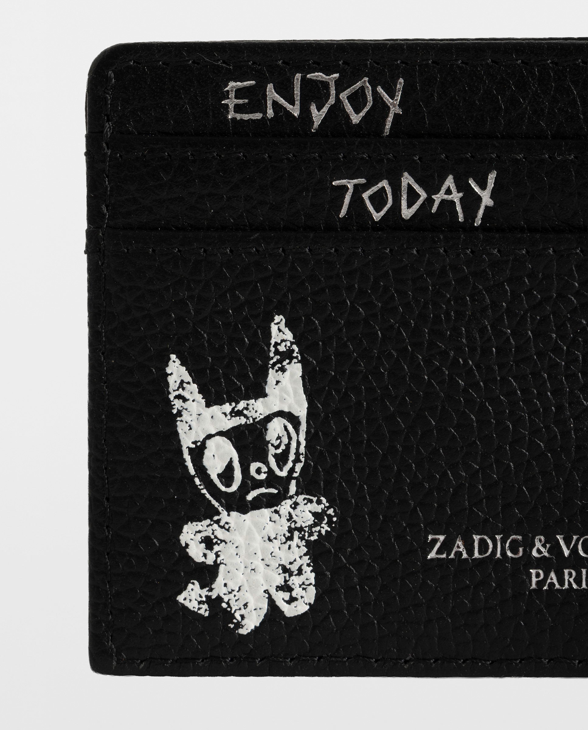 Tarjetero pequeña para mujer en piel granulada con tags y alas emblemáticas - Zadig & Voltaire - Negro Negro-4
