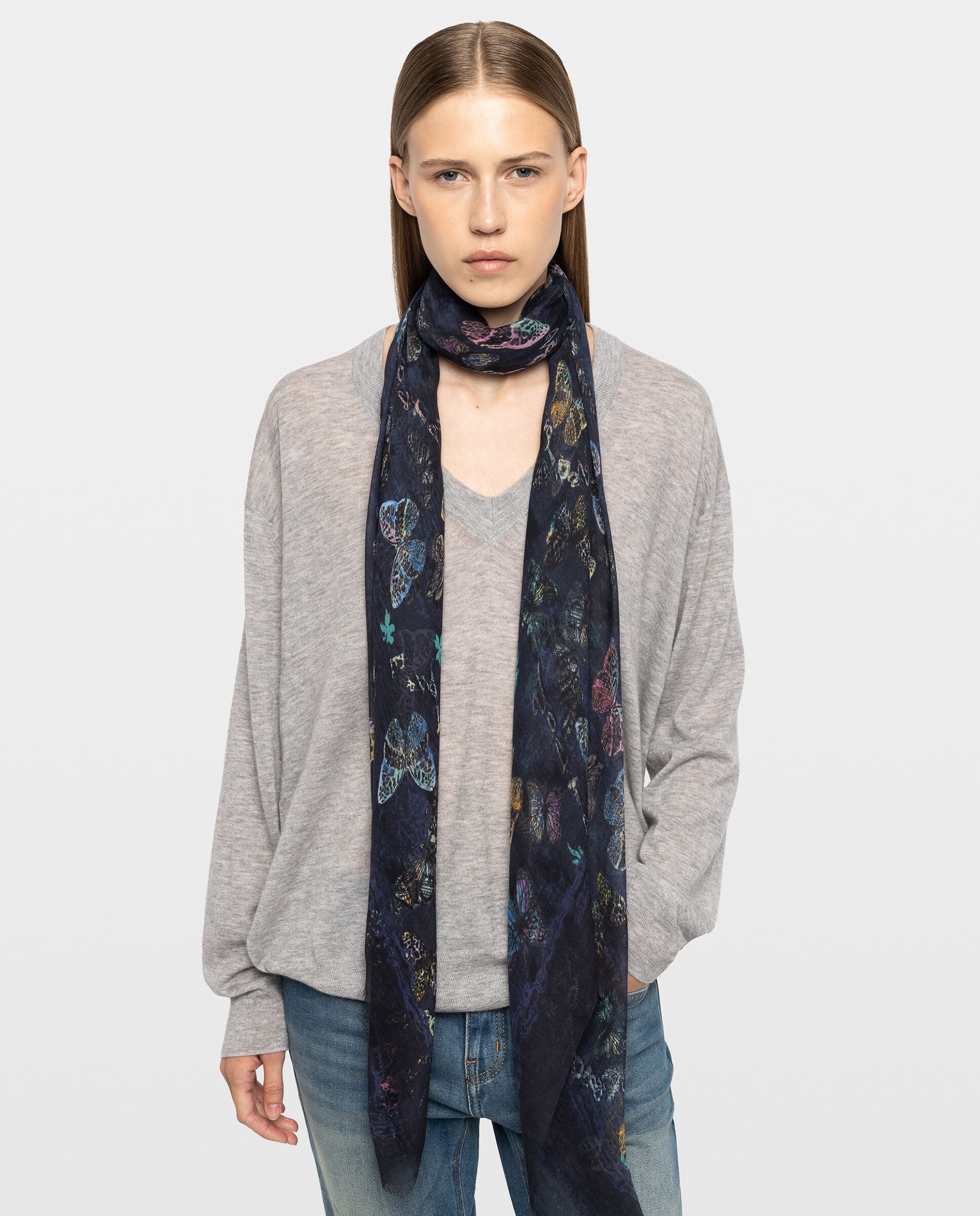 Pañuelo de mujer de modal estampado mariposas - Zadig & Voltaire - Azul Azul-2