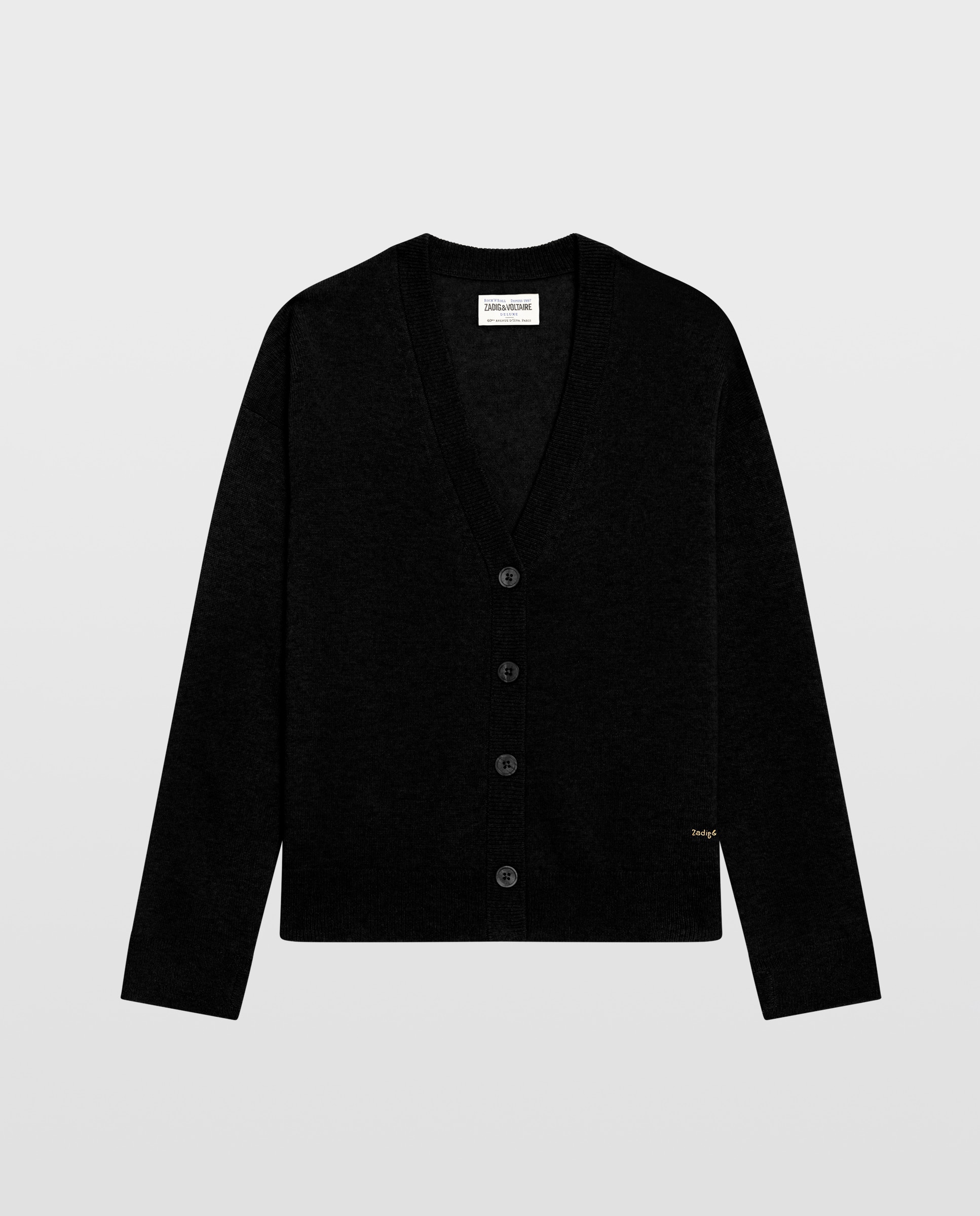 Cárdigan de mujer 100% cachemira con cuello de pico - Zadig & Voltaire - Negro Negro-4