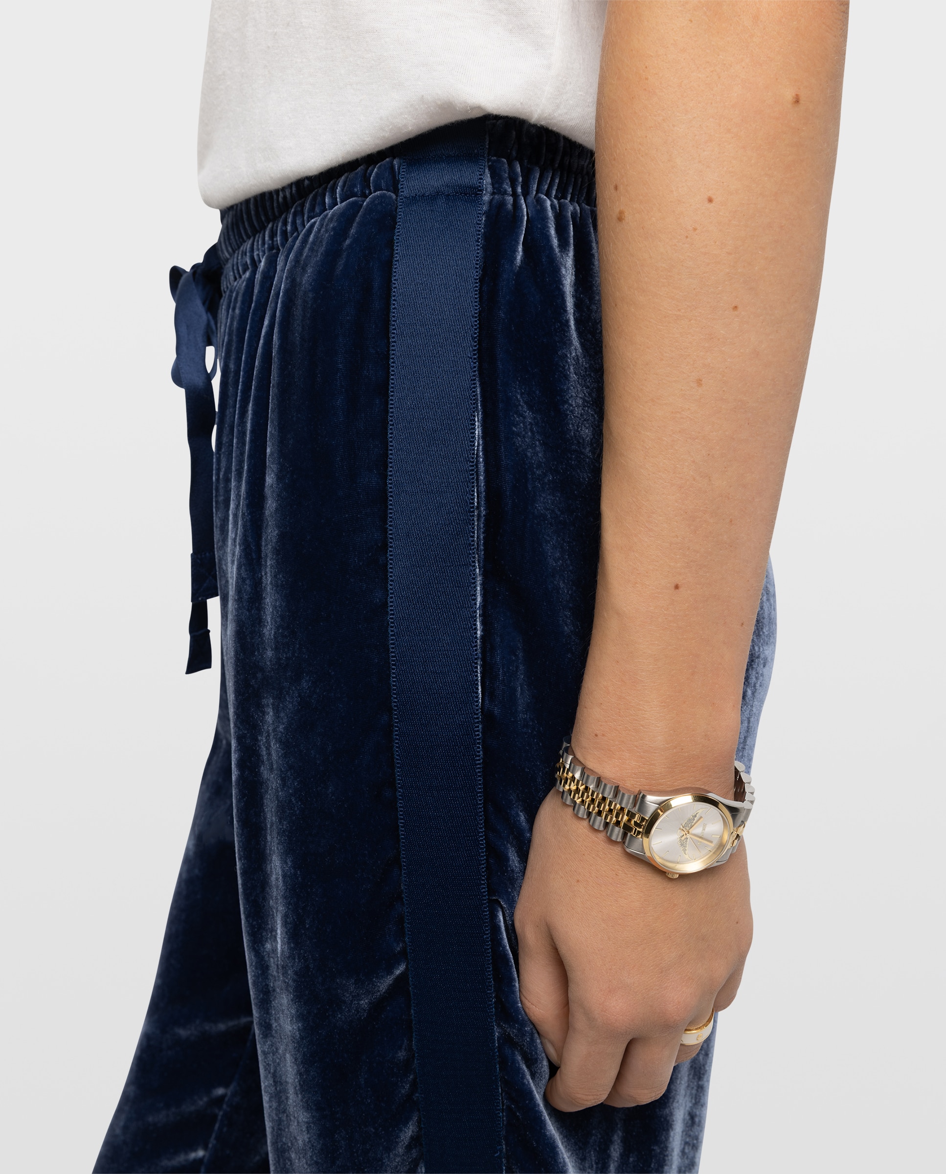 Pantalones anchos de mujer de terciopelo estilo jogging de tiro bajo con cintura elástica - Zadig & Voltaire - Azul marino Azul marino-4