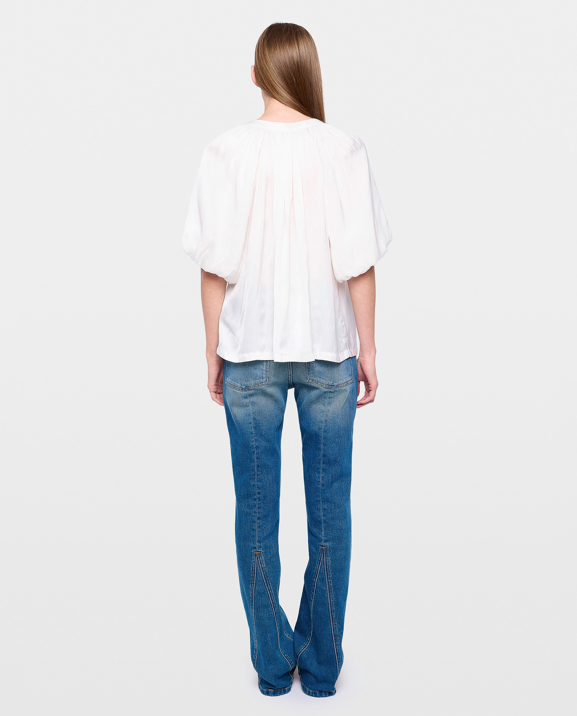 Blusa de mujer de satén con mangas abullonadas - Zadig & Voltaire - Blanco Blanco-2
