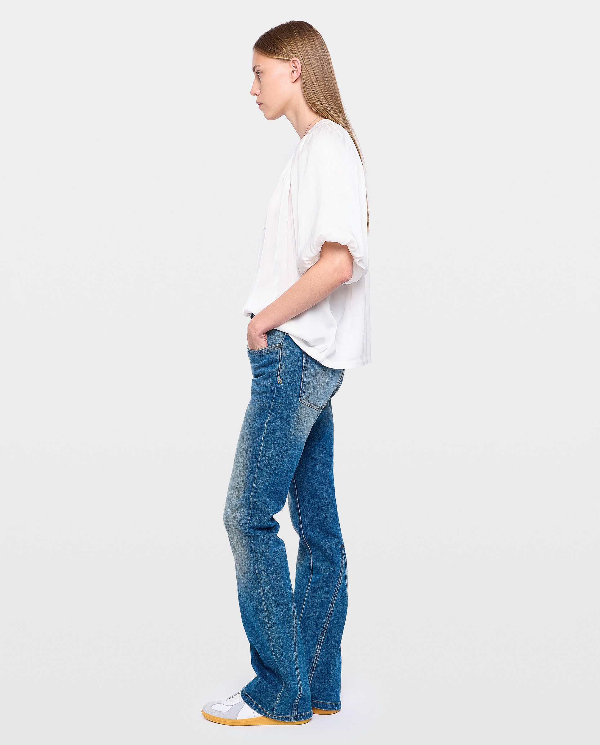 Blusa de mujer de satén con mangas abullonadas - Zadig & Voltaire - Blanco Blanco-3