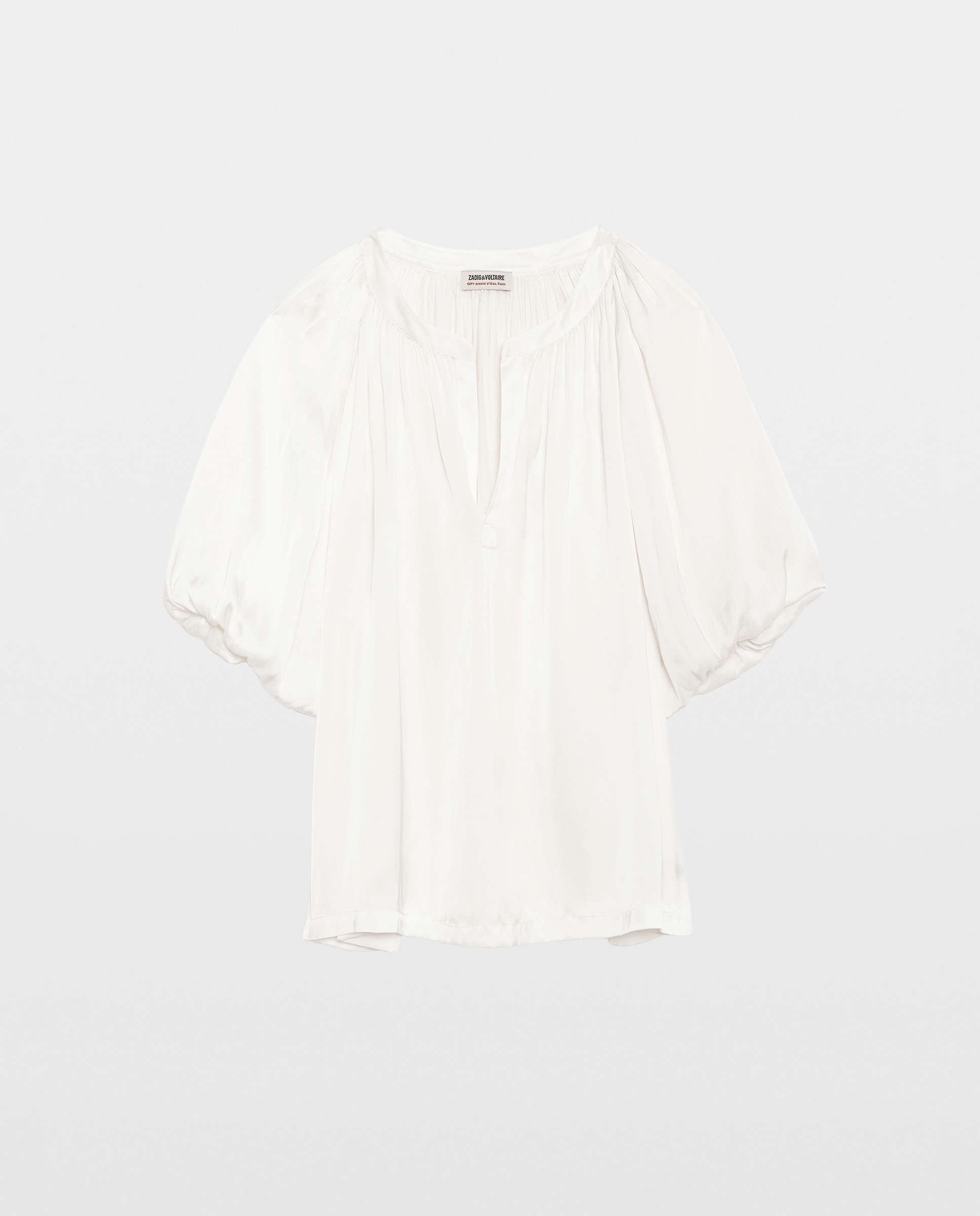 Blusa de mujer de satén con mangas abullonadas - Zadig & Voltaire - Blanco Blanco-6