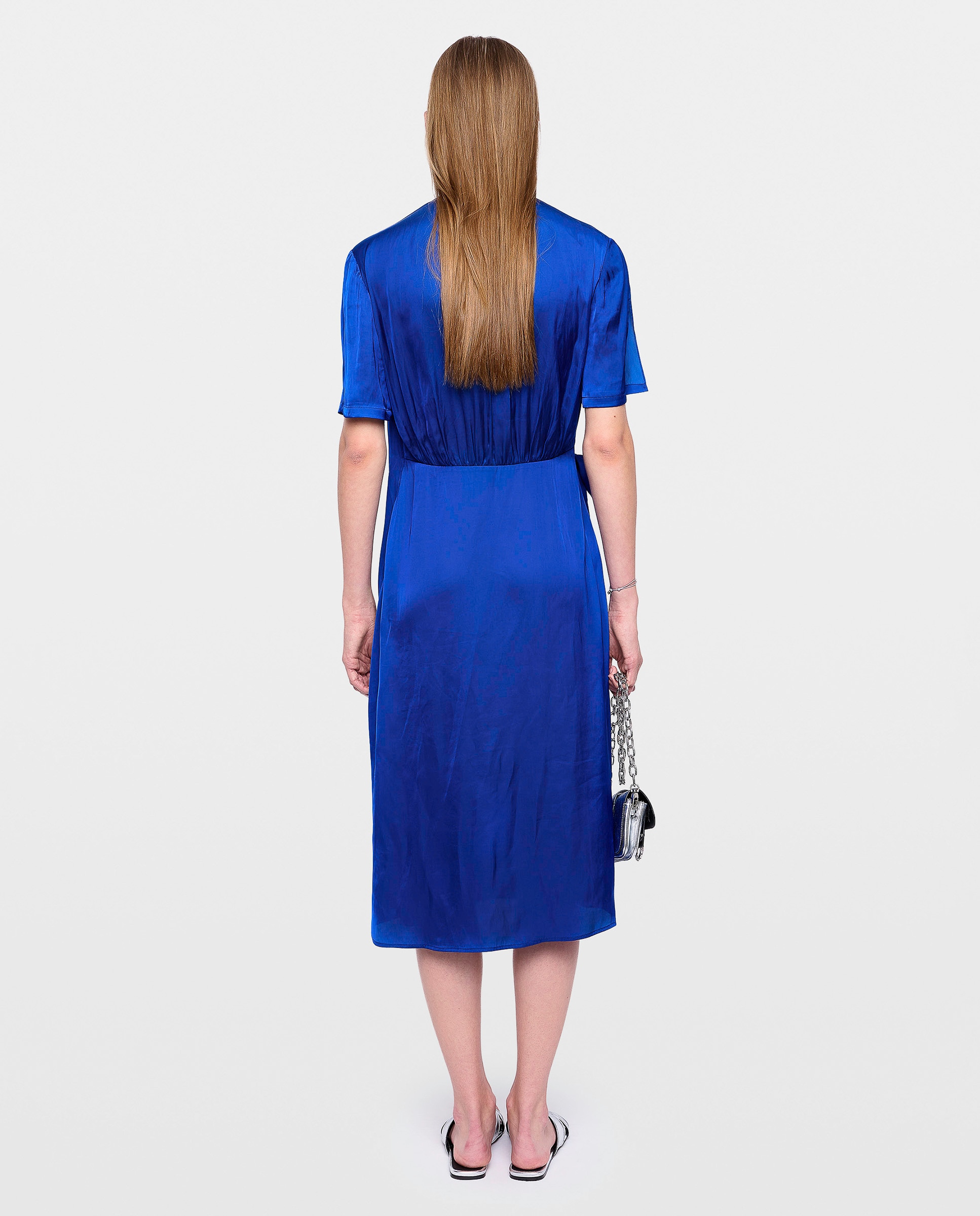 Vestido midi asimétrico de satén - Zadig & Voltaire - Azul eléctrico Azul eléctrico-2