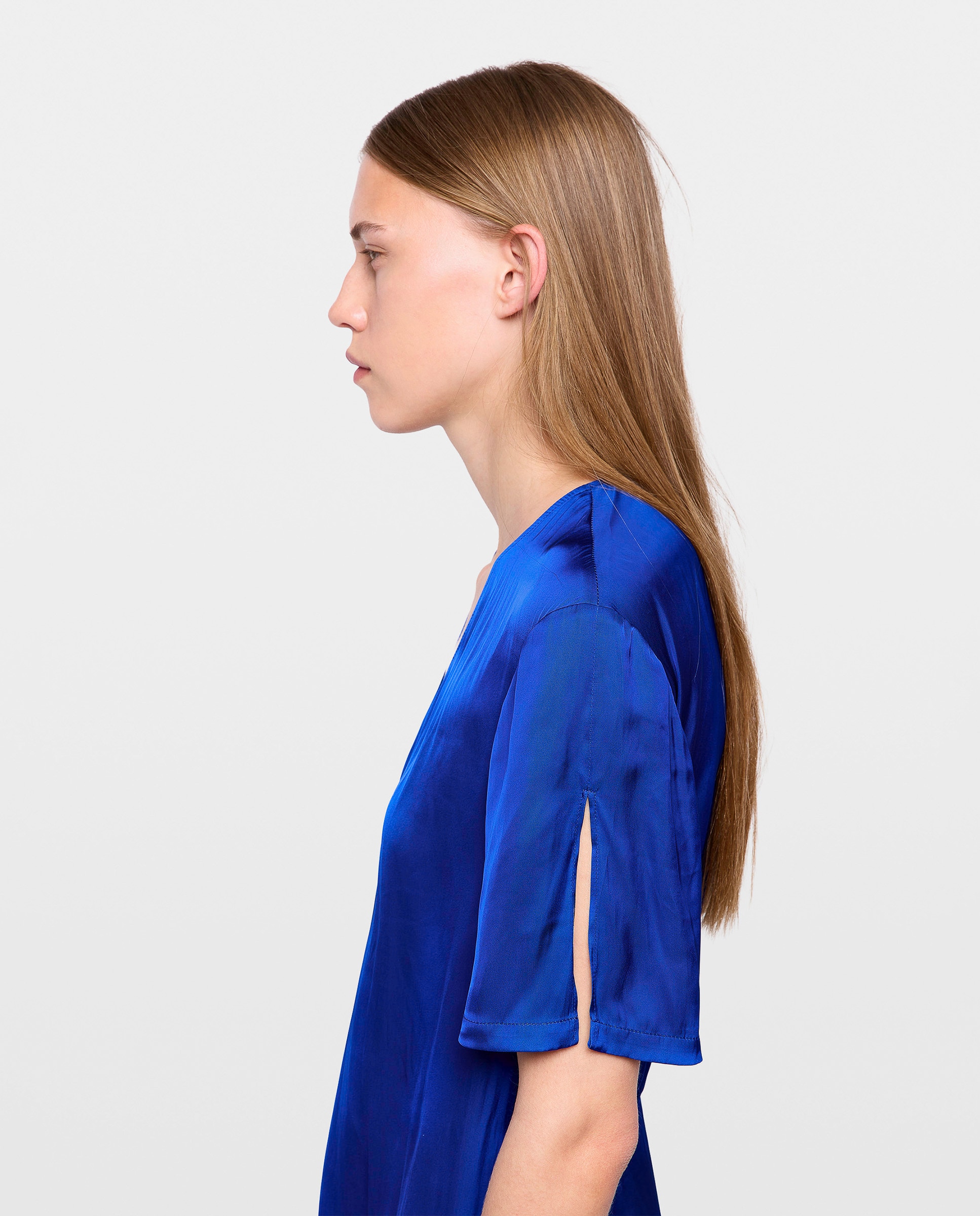 Vestido midi asimétrico de satén - Zadig & Voltaire - Azul eléctrico Azul eléctrico-3