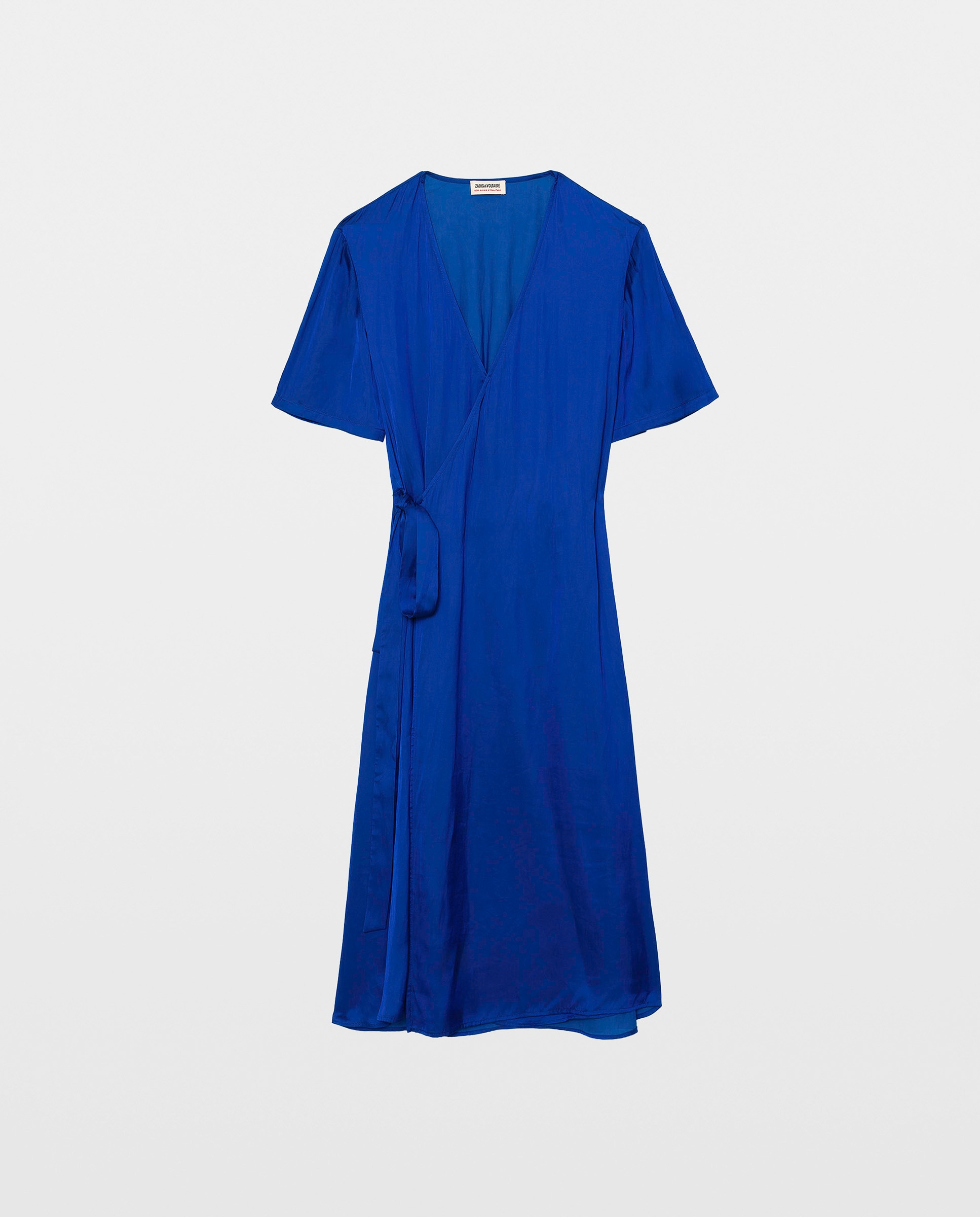 Vestido midi asimétrico de satén - Zadig & Voltaire - Azul eléctrico Azul eléctrico-5