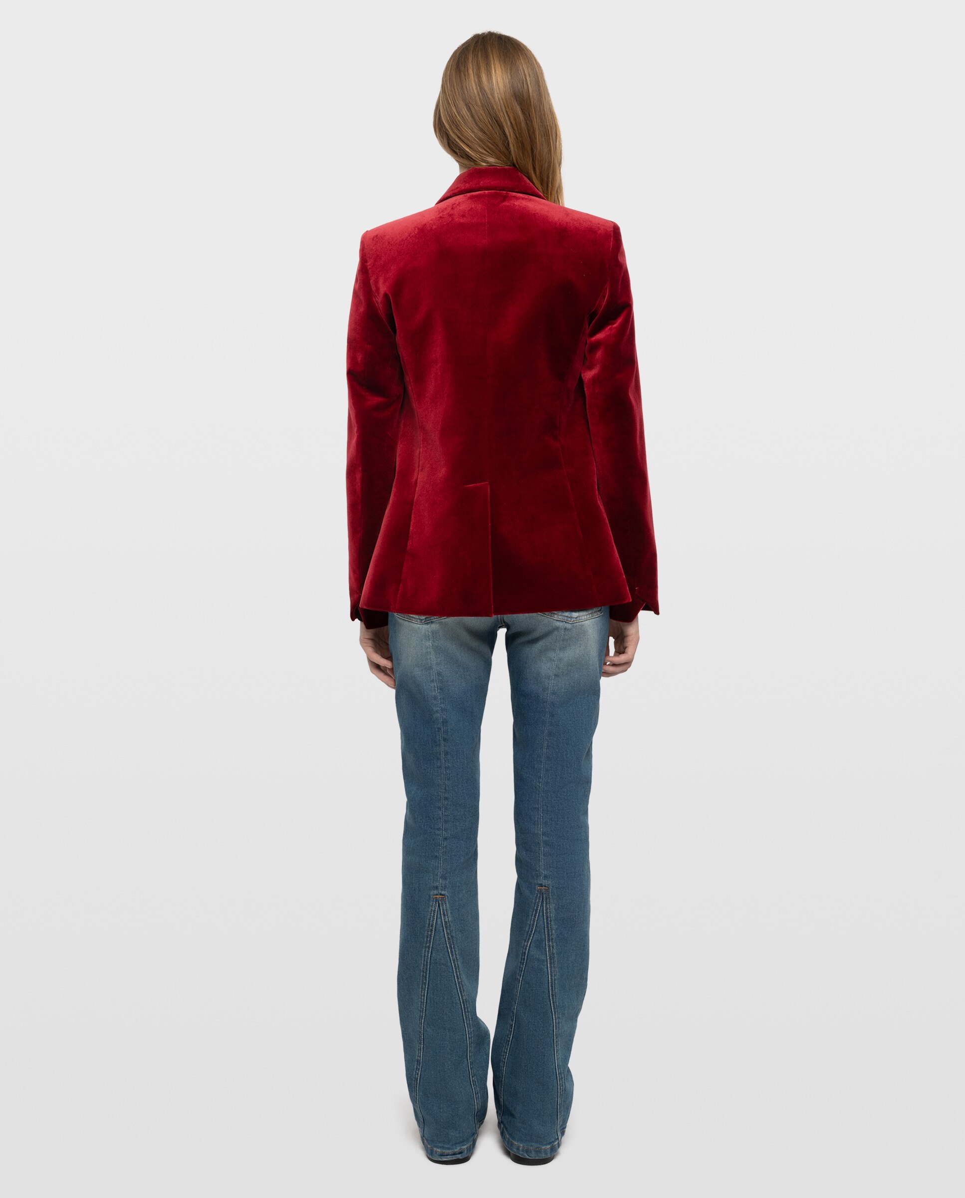 Blazer de mujer estructurado de terciopelo con mangas largas - Zadig & Voltaire - Rojo Rojo-2