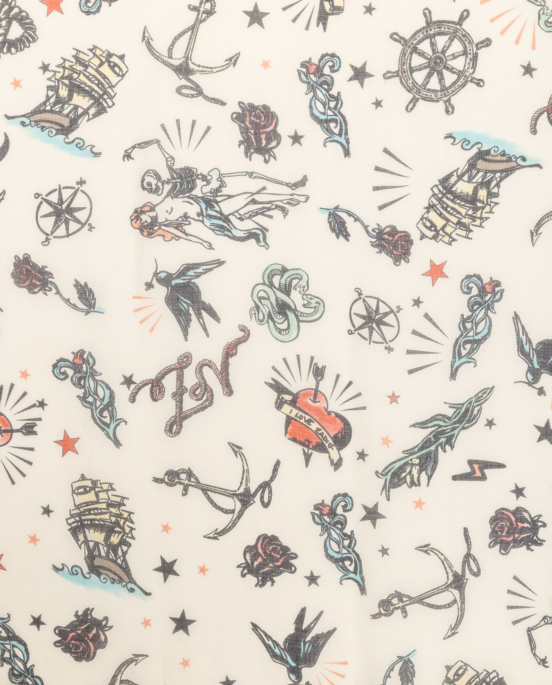 Pañuelo con estampado tattoo en modal para mujer - Zadig & Voltaire - Blanco Blanco-4