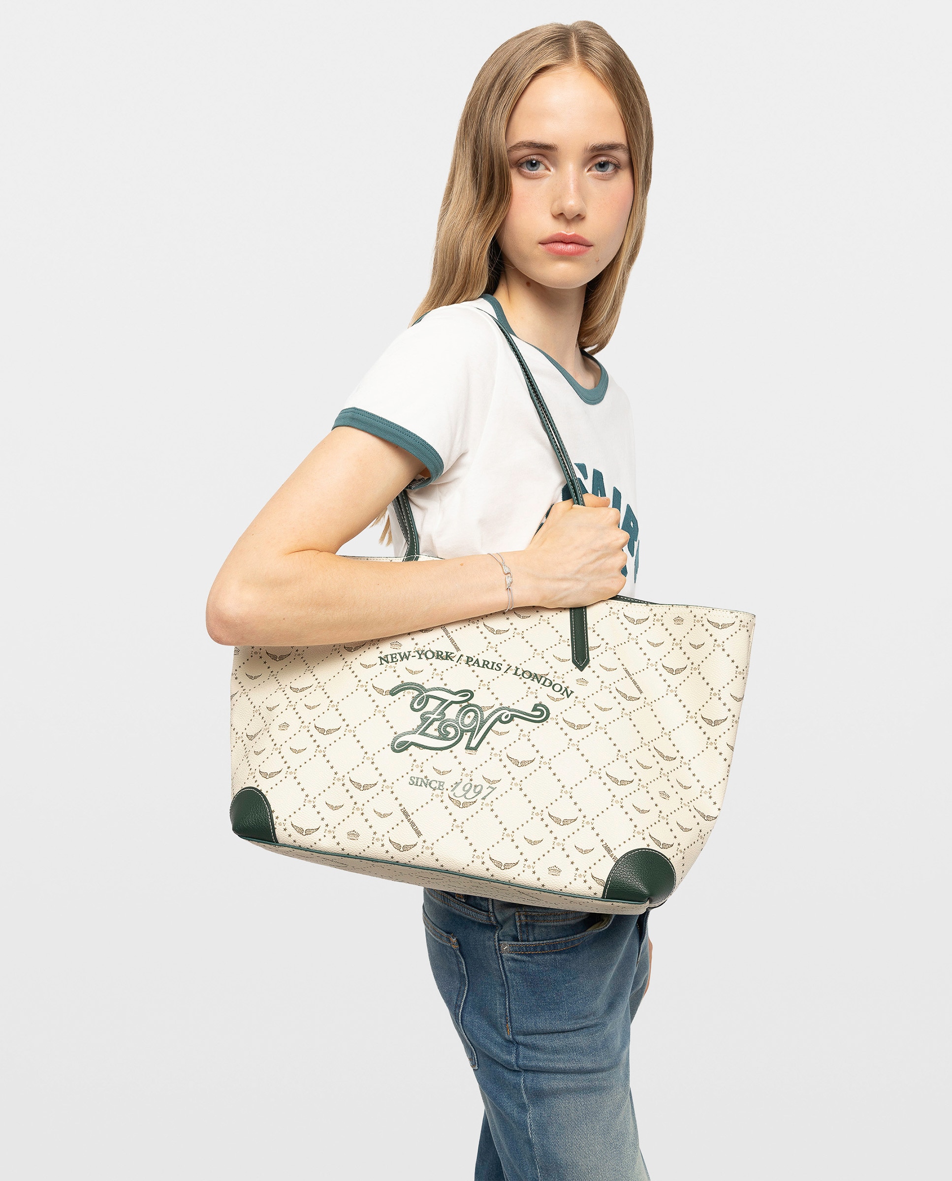 Bolso shopper de lona con monograma - Zadig & Voltaire - Blanco Blanco-2