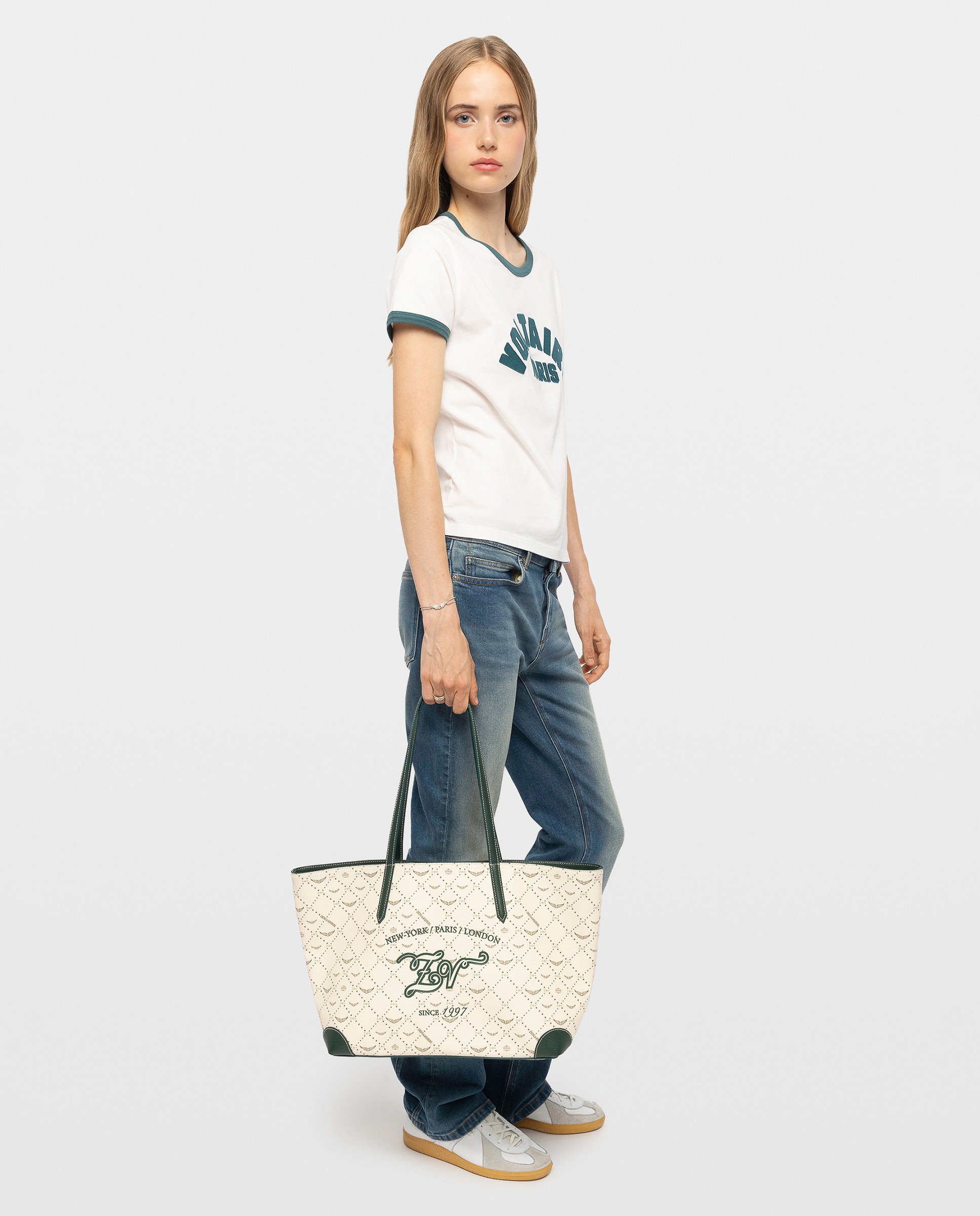 Bolso shopper de lona con monograma - Zadig & Voltaire - Blanco Blanco-3