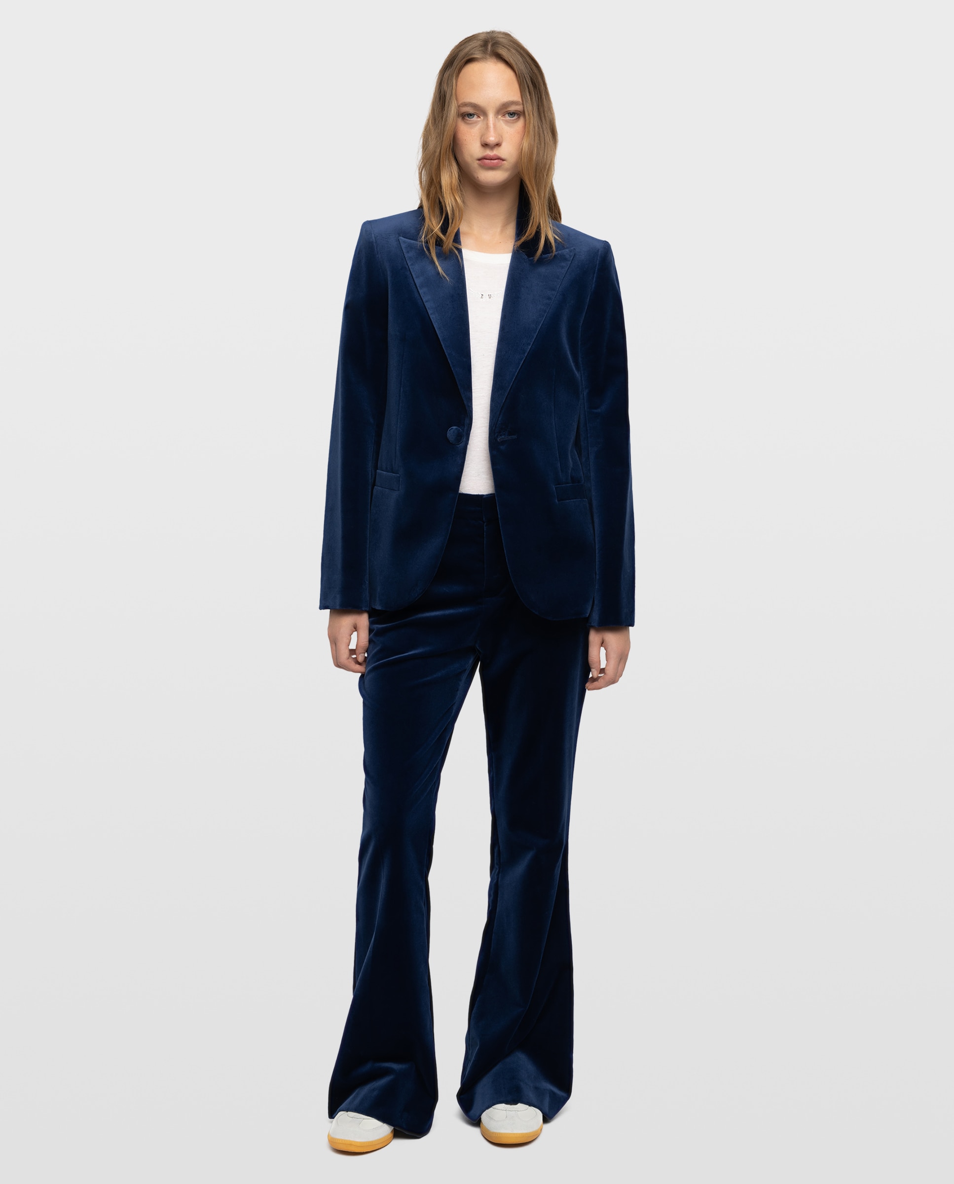 Blazer de mujer estructurado de terciopelo con mangas largas - Zadig & Voltaire - Azul marino Azul marino-3