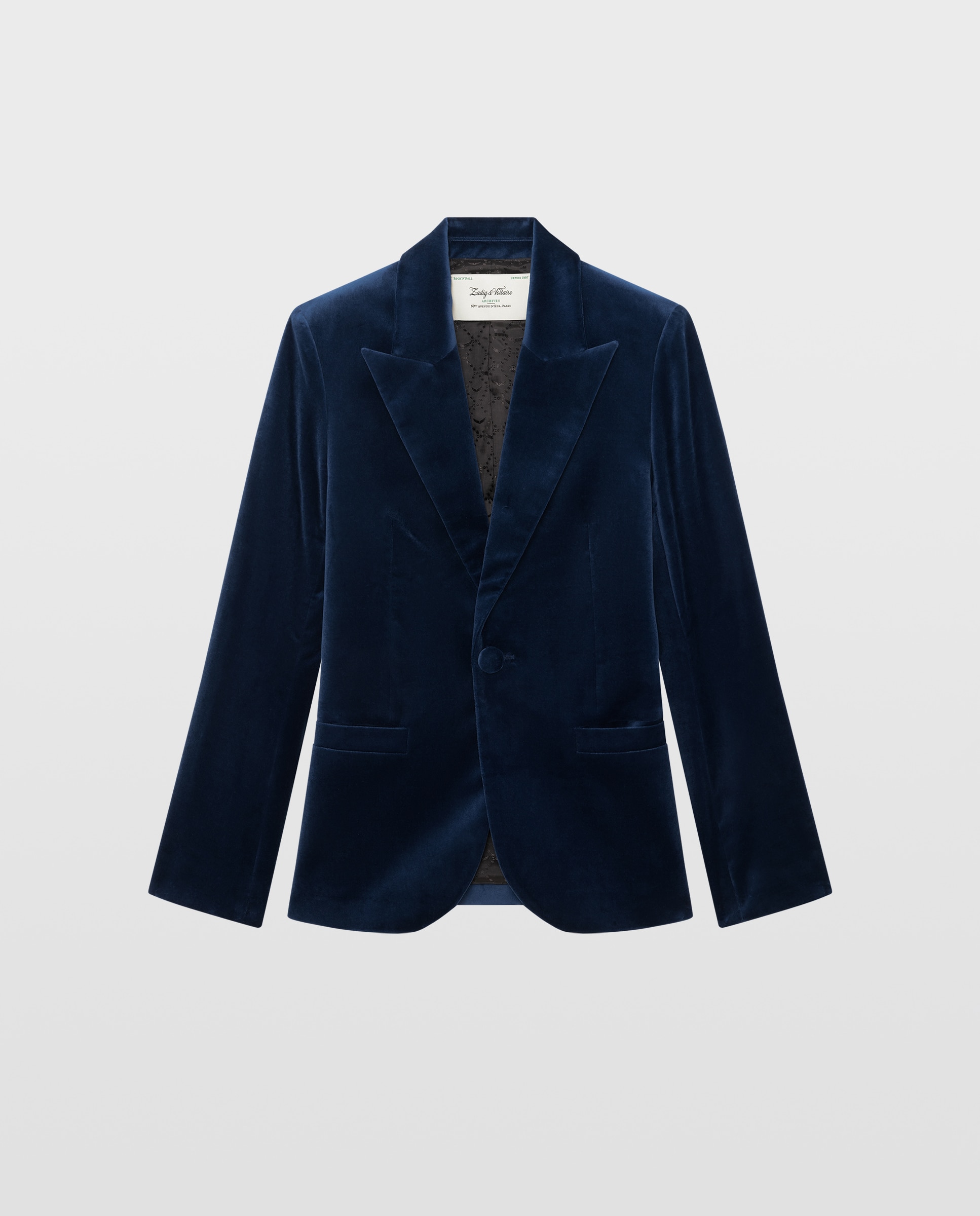 Blazer de mujer estructurado de terciopelo con mangas largas - Zadig & Voltaire - Azul marino Azul marino-4